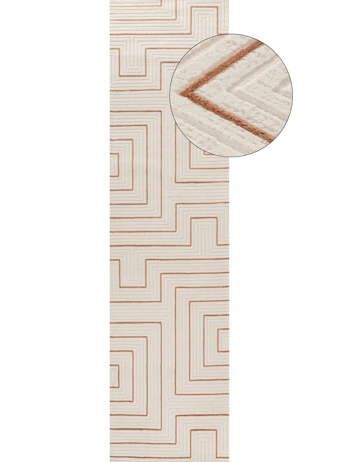 The Rugs Cream Carmel -Terra Geometric Rug | 6040 - 80X300 Cm