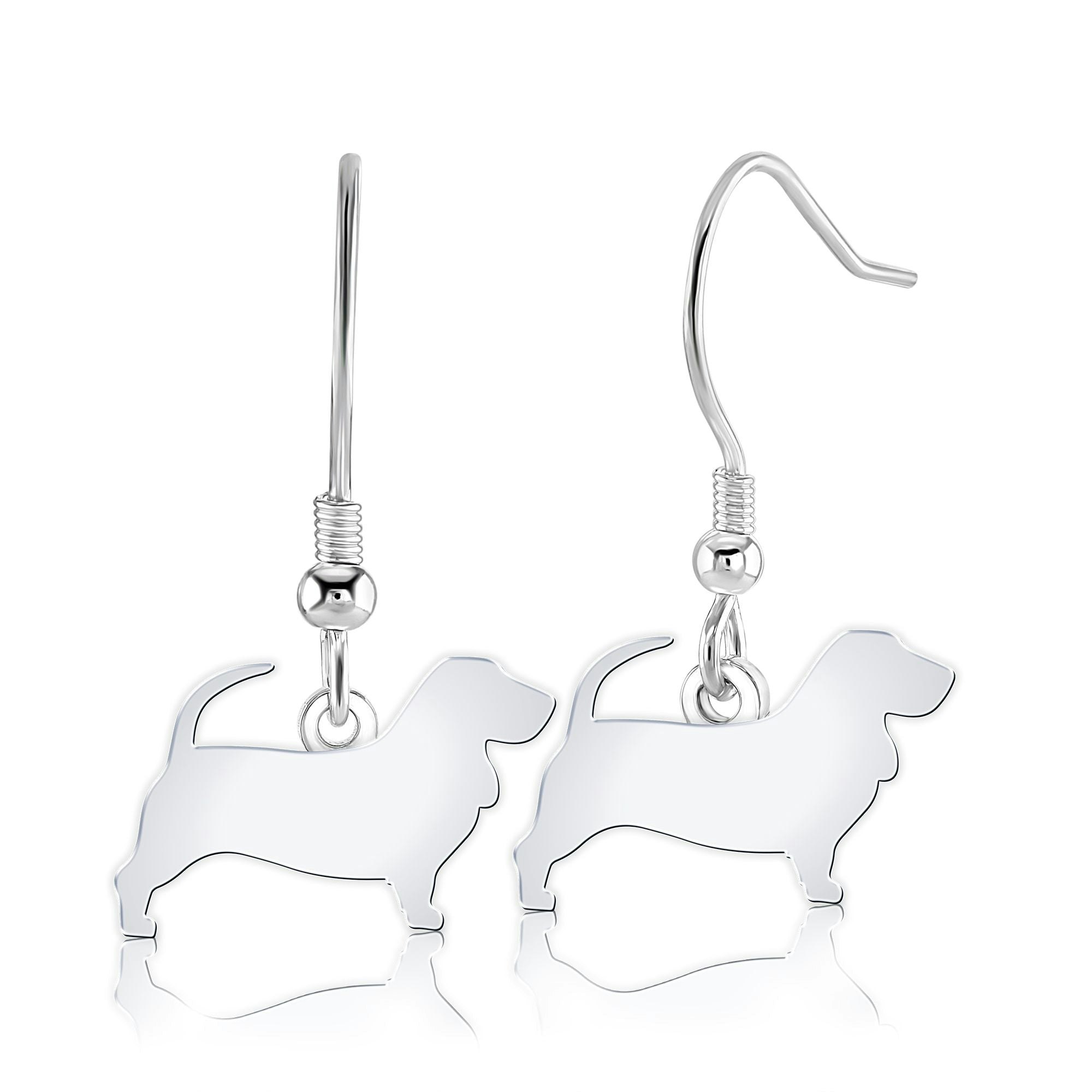 Mylee London Silver Basset Fauve De Bretagne Silhouette Earrings - No - Hook