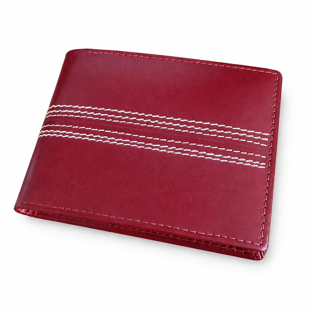 Cricket-Gifts Red/White Lightweight Leather Cricket Wallet