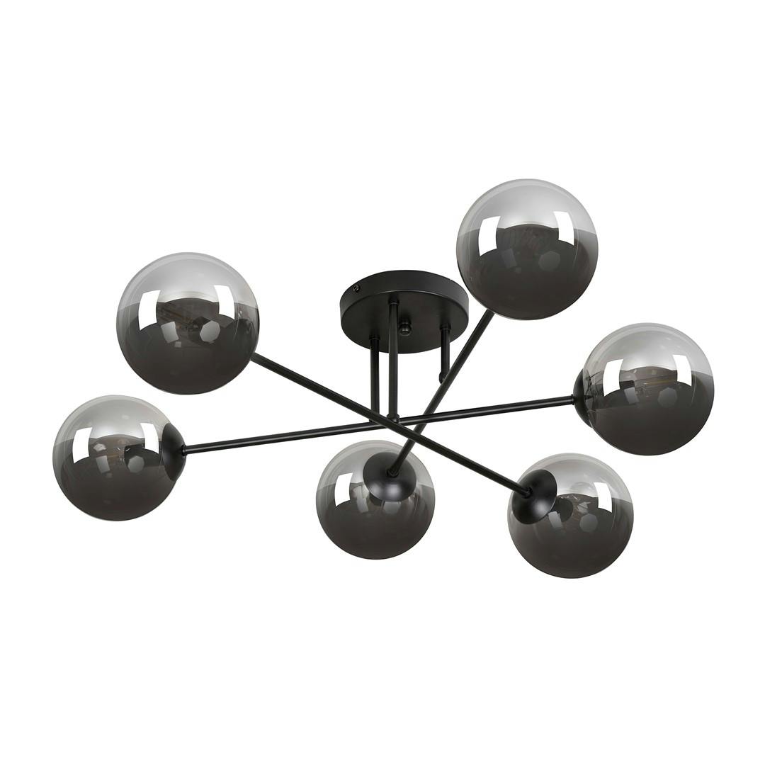 Rackhams Black Brendi Ceiling Lamp 6 X E14 With Graphite Shade
