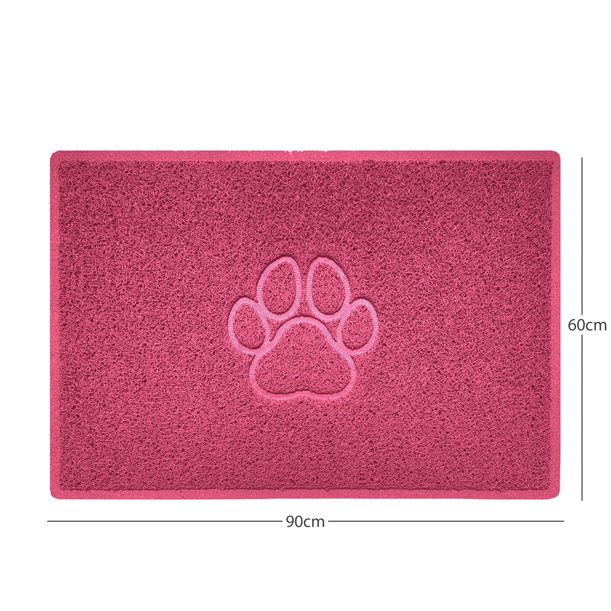 Rackhams Pink "Paw Print" Embossed Loofah Textured Spaghetti Door Mat - 90Cm X 60Cm - Yes (Suitable For Indoors)