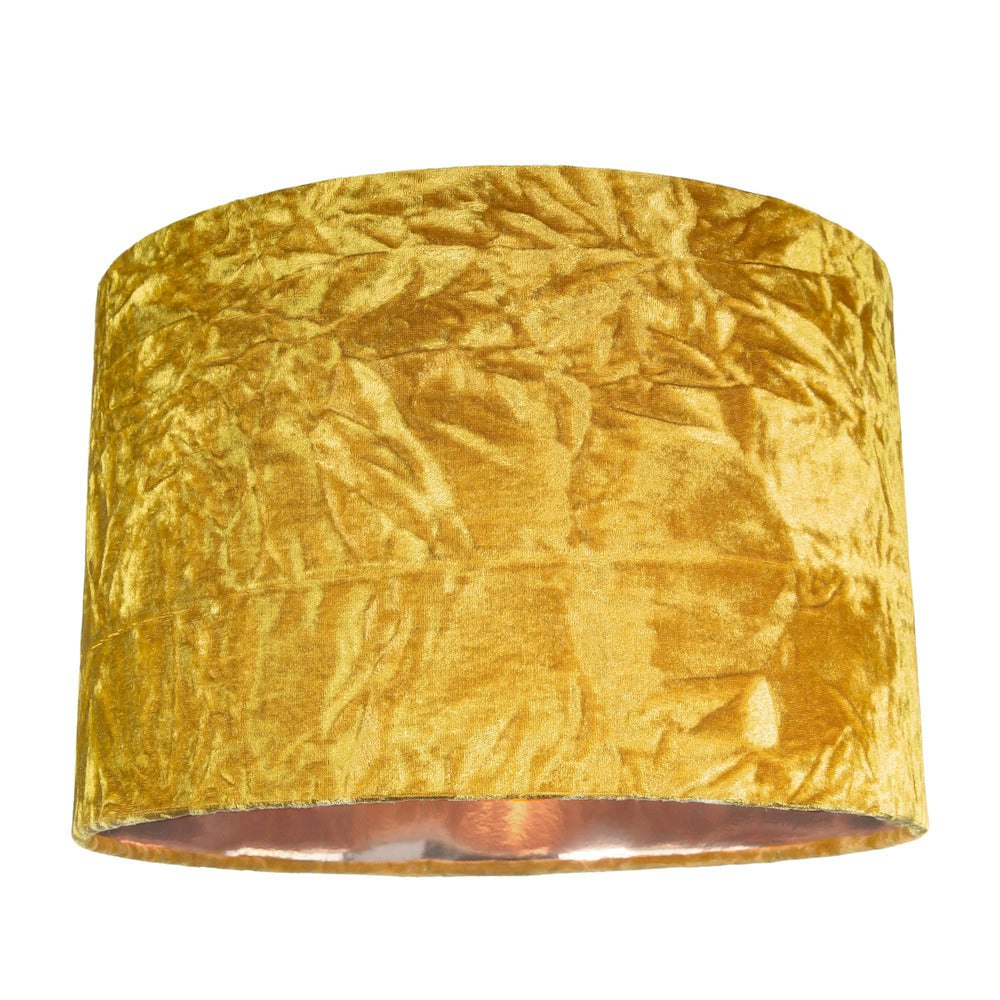 Rackhams Modern Ochre/Mustard Crushed Velvet 12" Table/Pendant Shade With Copper Inner