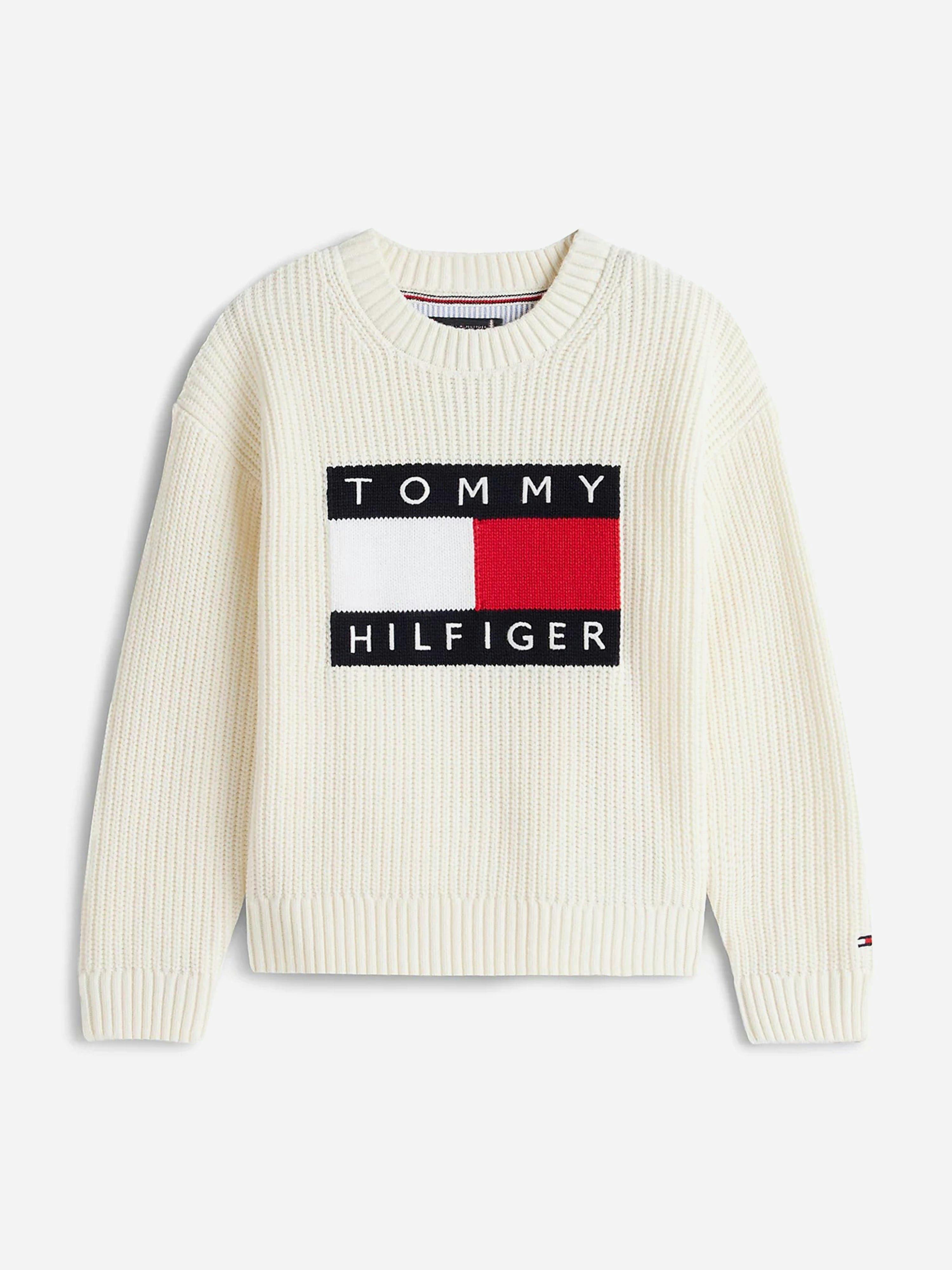 Tommy Hilfiger Boys Ivory Heritage Flag Sweater In - 10 Yrs