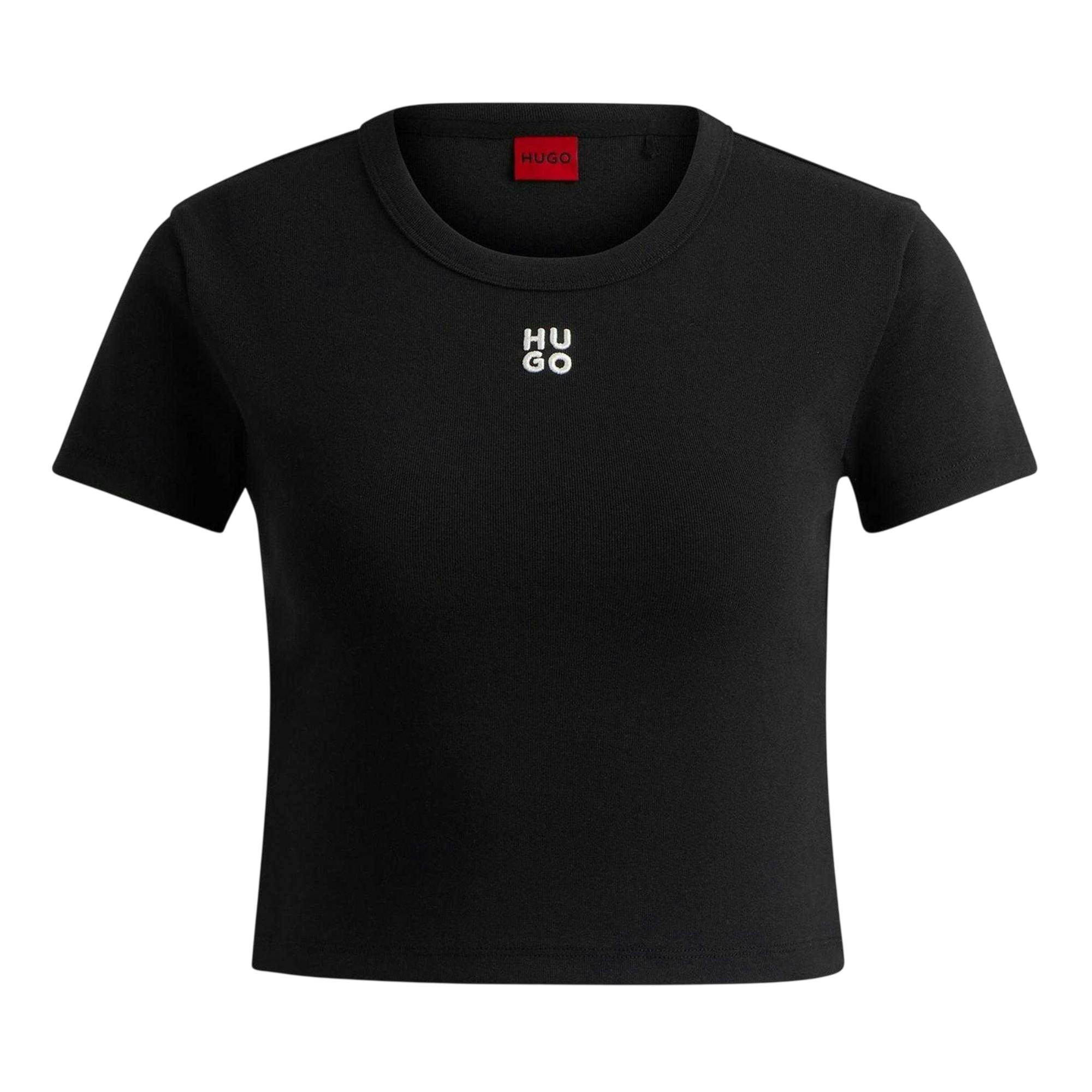 Hugo Women's Black / Delanor Crop Top - 10 Uk - 95% Cotton/5% Elastane