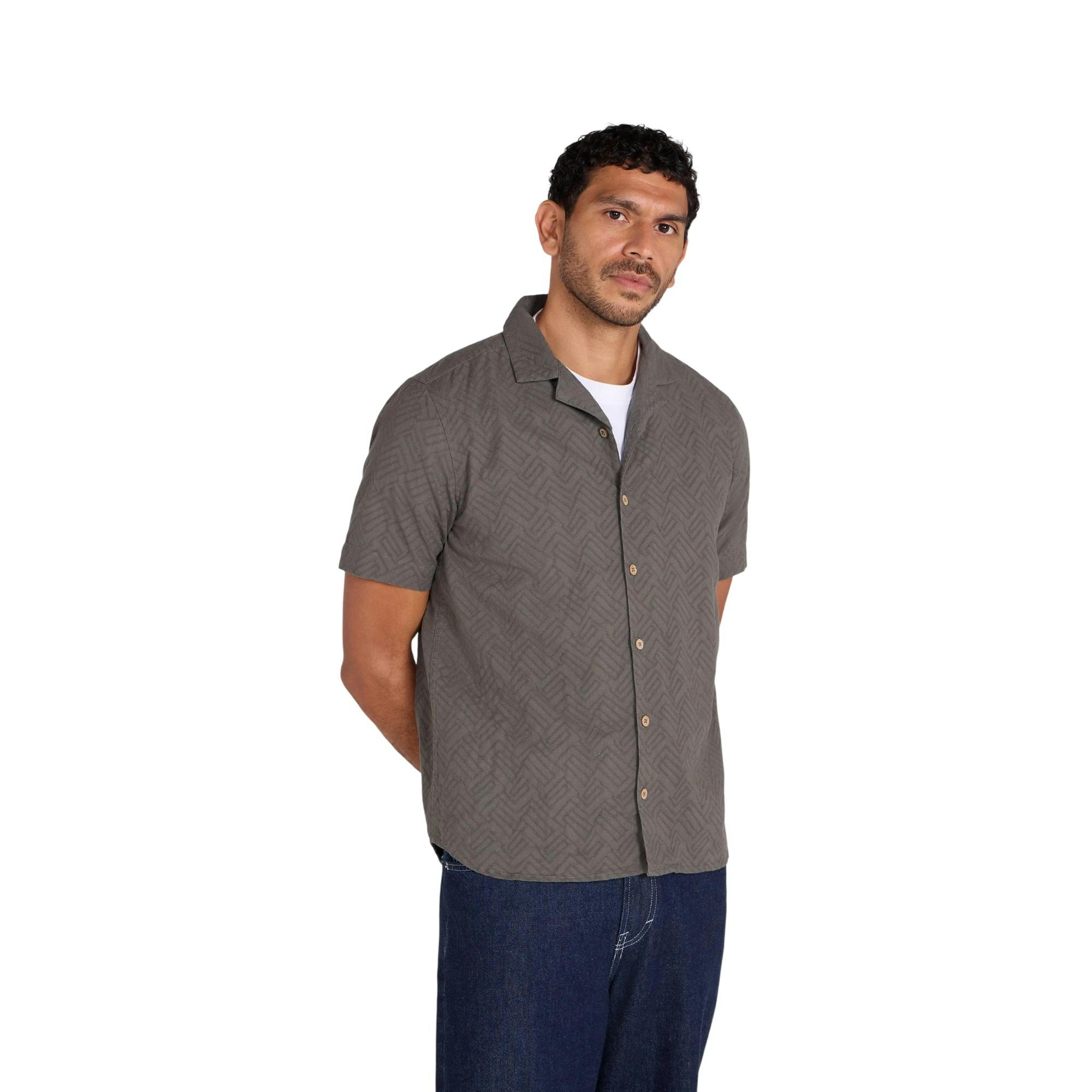 Mountain Warehouse Men's Green Fiji Textured Shirt - L - 100% Cotton