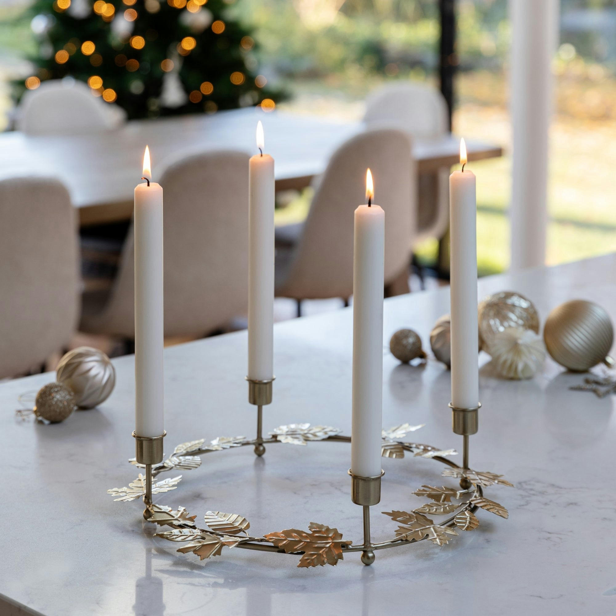 Ivyline Gold Autumn Wreath Candle Holder Centrepiece