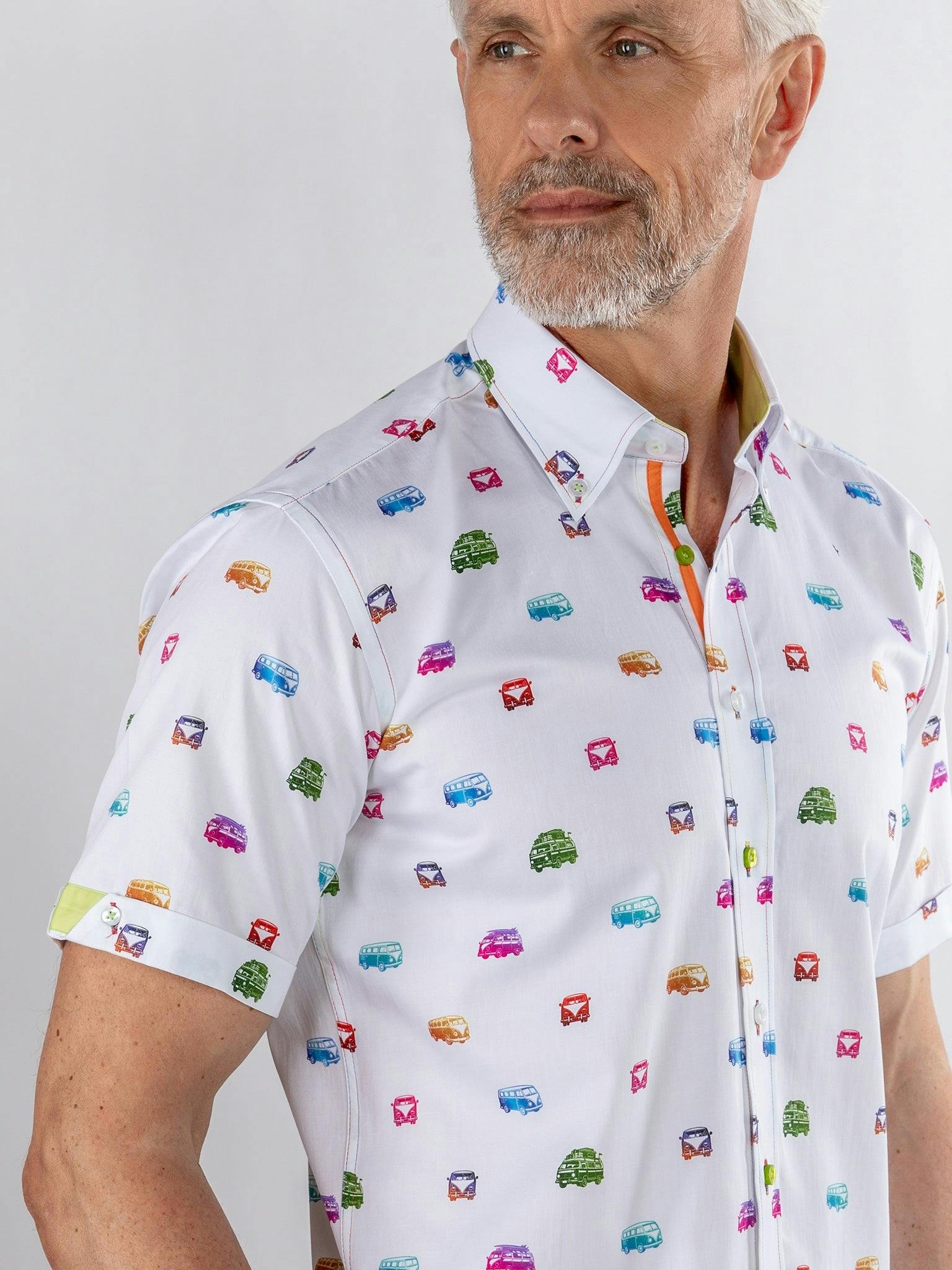 Claudio Lugli White Neon Multicolour Camper Van Printed Short Sleeve - Xxl
