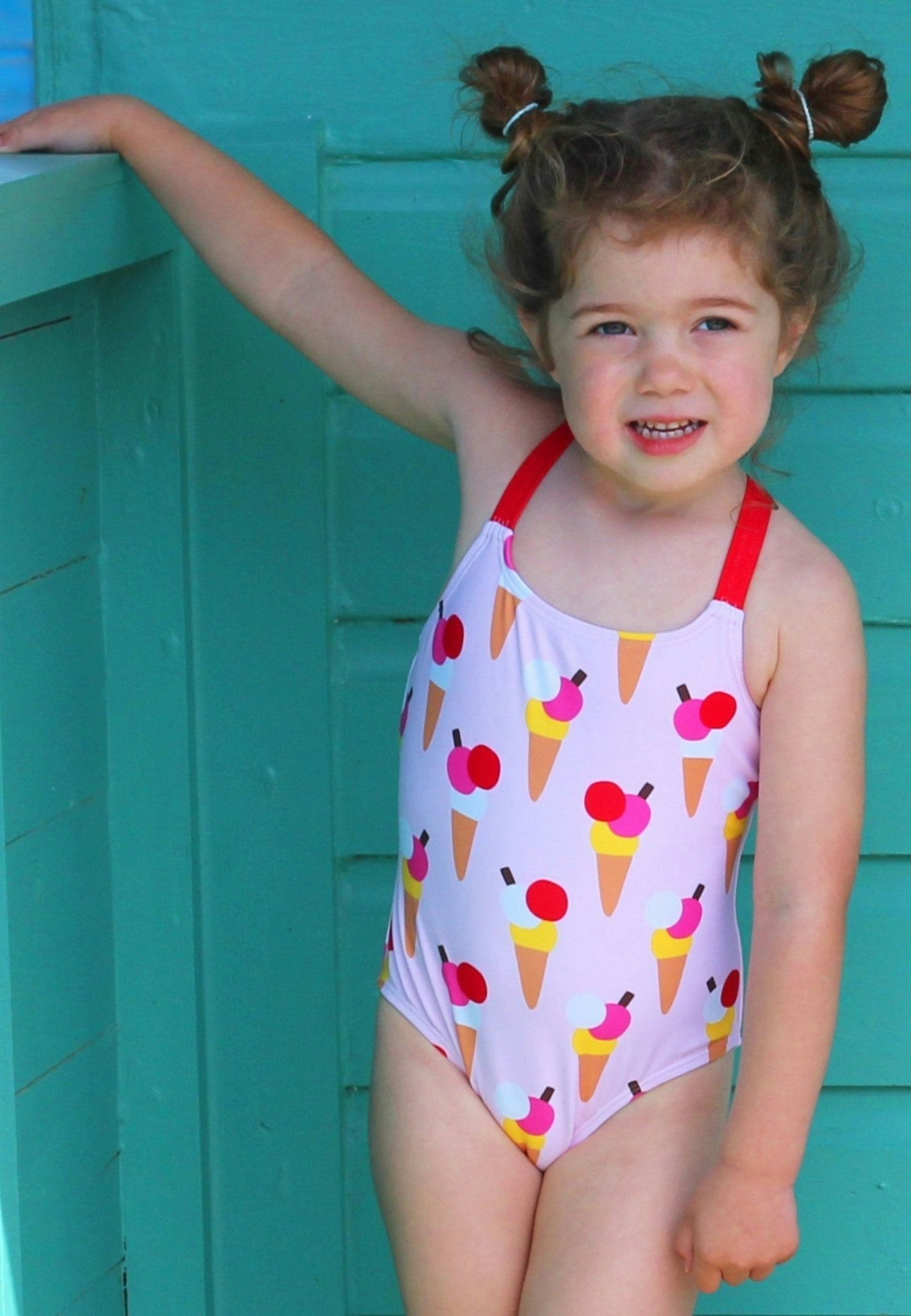 Toby Tiger Cream Ice Cones Print Kids' Swimsuit - 6-7Y / 122Cm