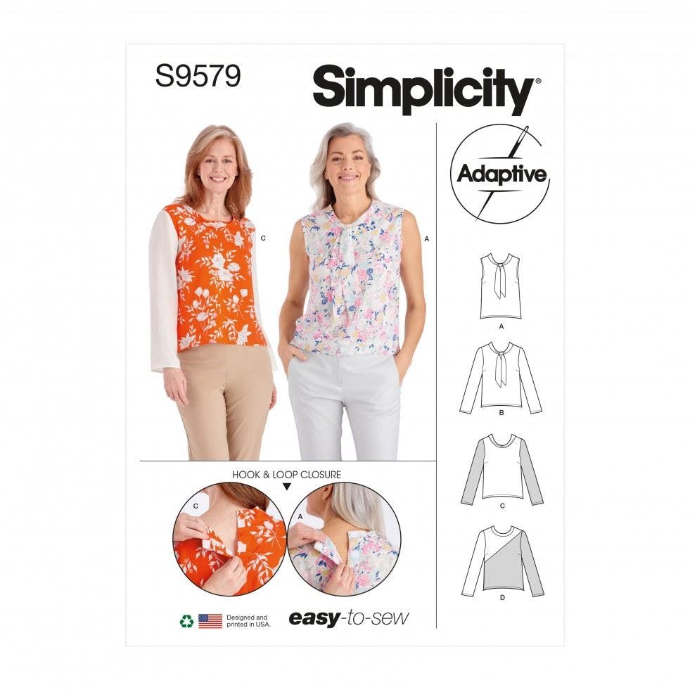 Simplicity Women's Sewing Pattern 9579, Tops For H5 (6-8-10-12-14) - Easy - R5 (14-16-18-20-22)