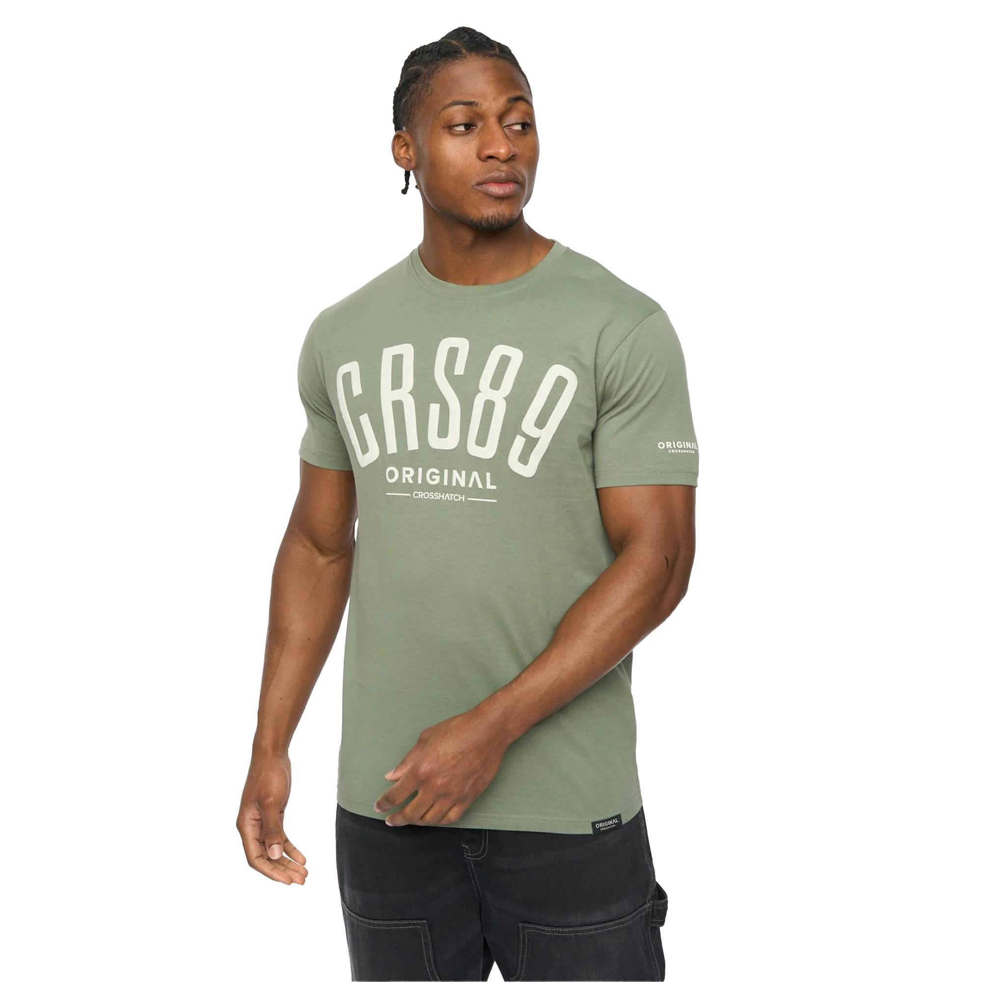 Crosshatch Men's Hallfell T-Shirt - Olive - M - Olive - 100% Cotton