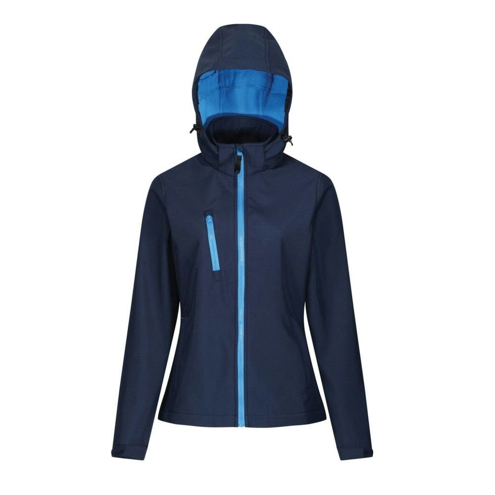 Regatta Women's Blue Venturer Hooded Soft Shell Jacket - Navy/French - Navy/French - Size 14 Uk