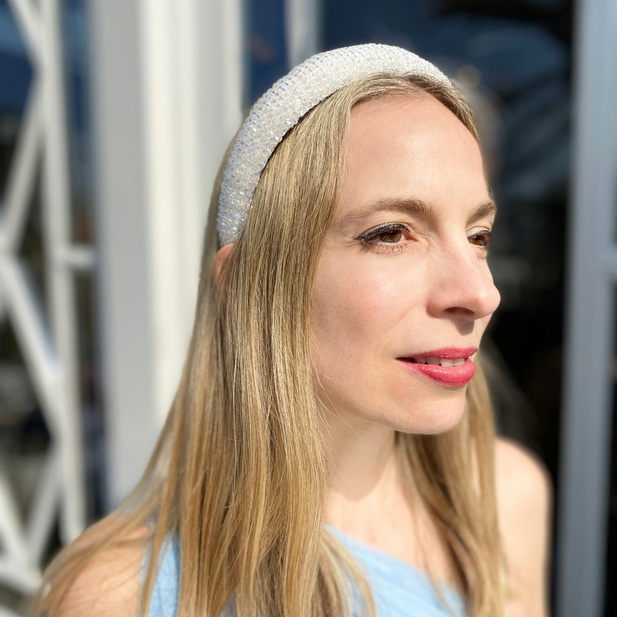 Queenmee Accessories White Headband Beaded