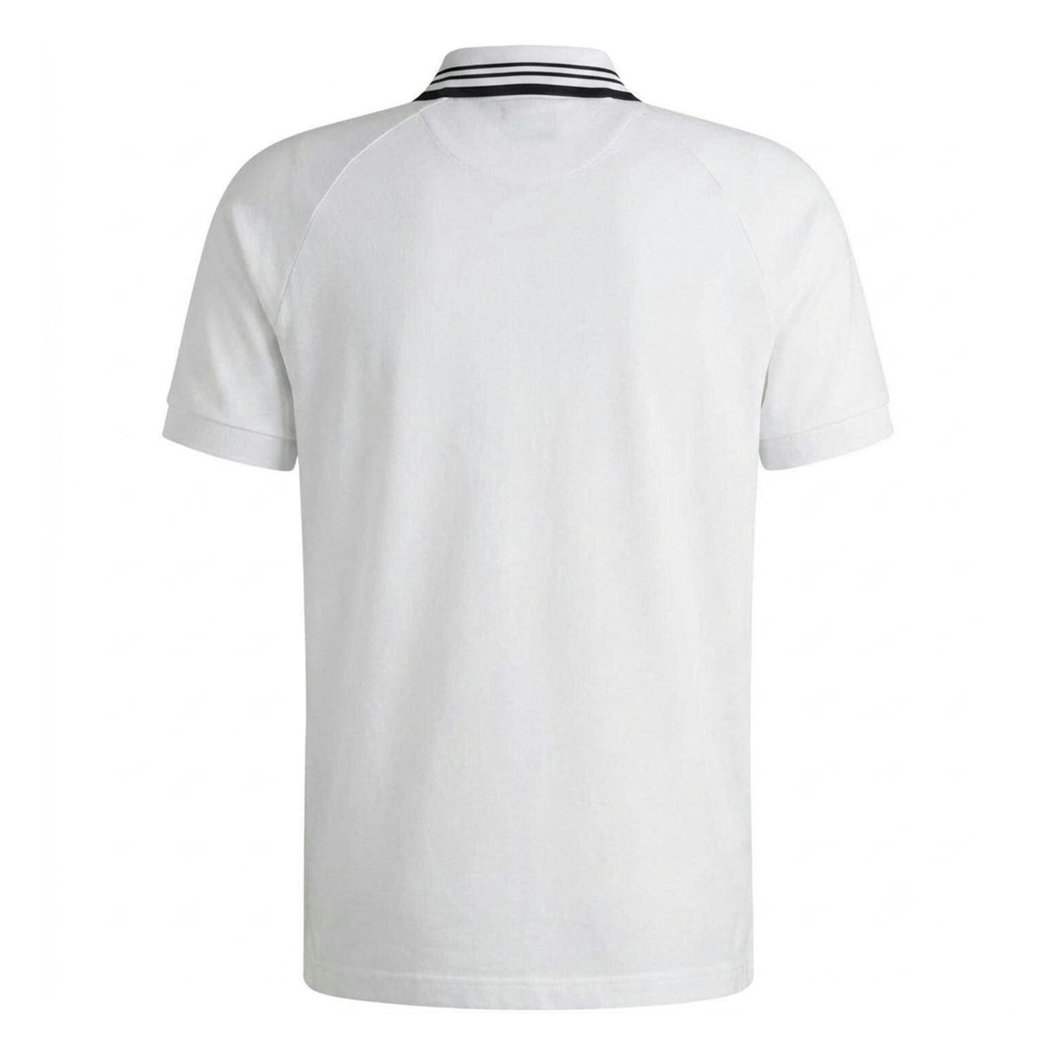 Boss Men's White Collared Regular Raglan Polo Shirt - S - 100% Mixed