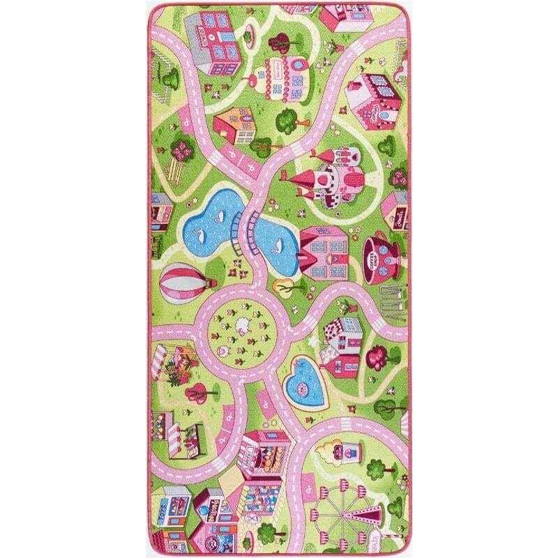 Rackhams Pink Kids Sweettown Play Rug - 140X200 Cm