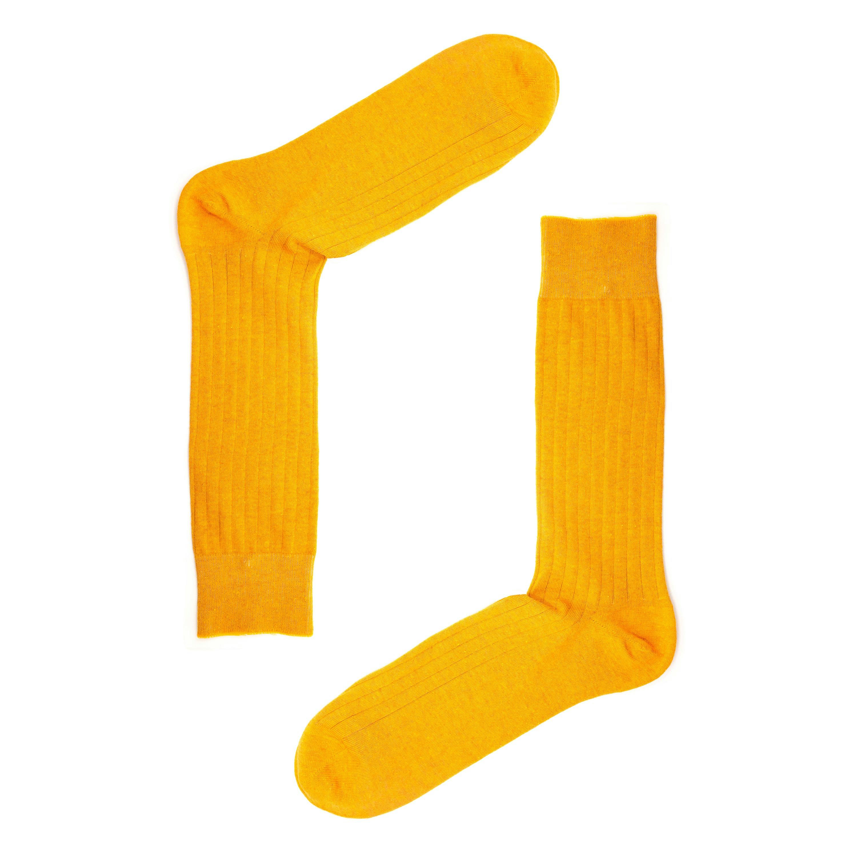 Jemsox Men's Yellow Ochre Recycled Rib Socks | Sustainable Everyday Comfort - Medium / Eur 37-42 / Uk 6-8