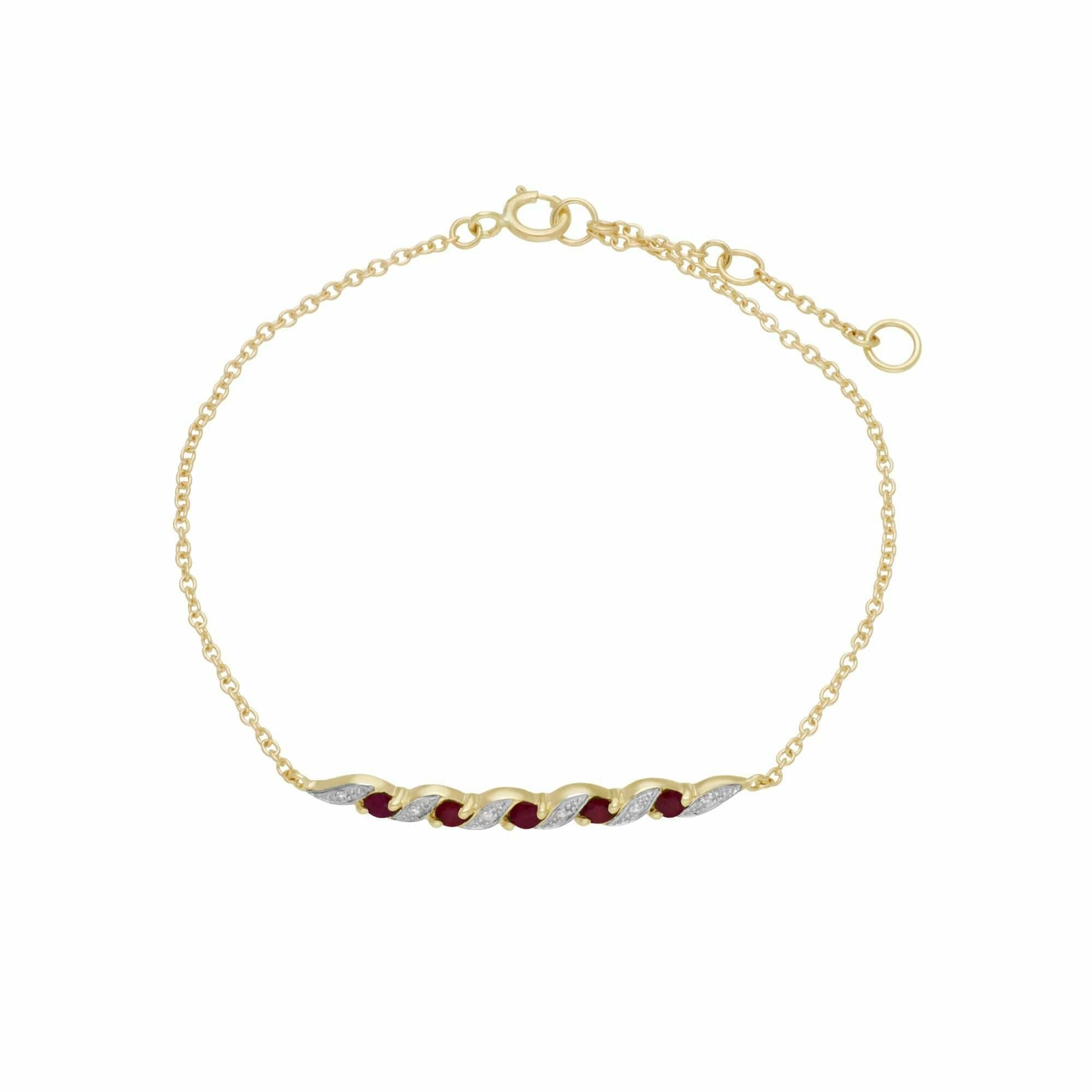 Gemondo Yellow/Gold Classic Ruby & Diamond Spiral Bracelet In 9Ct