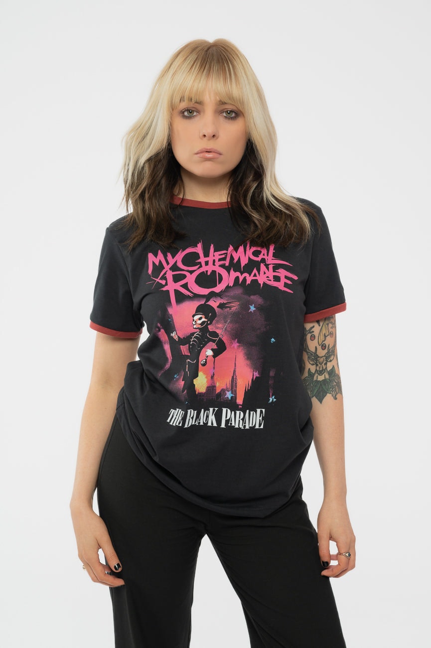 Paradiso Clothing Unisex Black Paradiso My Chemical Romance Parade Ringer T Shirt - Xl