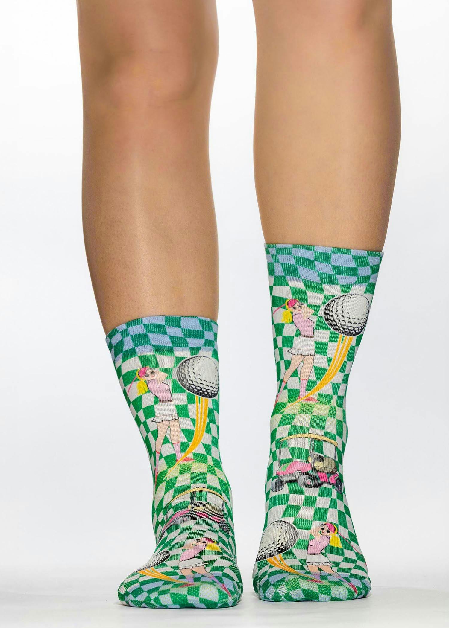 Jemsox Women's Check Golf Novelty Gift Socks