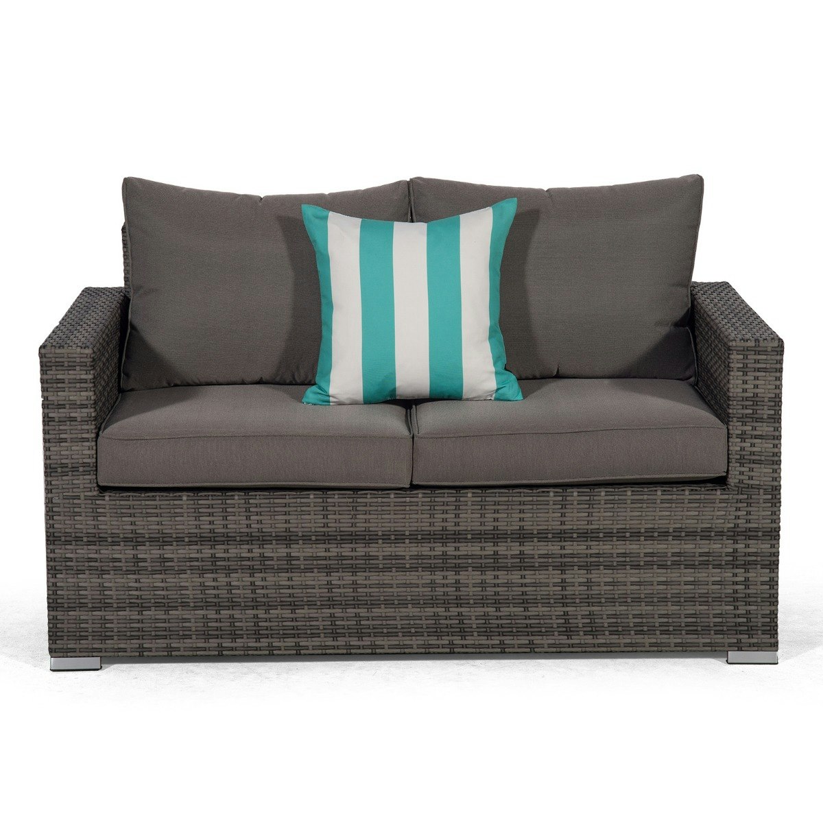 Giardino Grey Sydney Rattan 2 Seater Loveseat Sofa - Aluminium And Rattan - 1 Two Seater