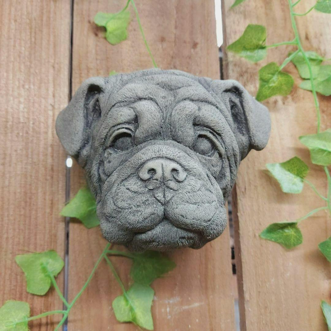 Osn Adorable Bulldog Head Stone Wall Plaque