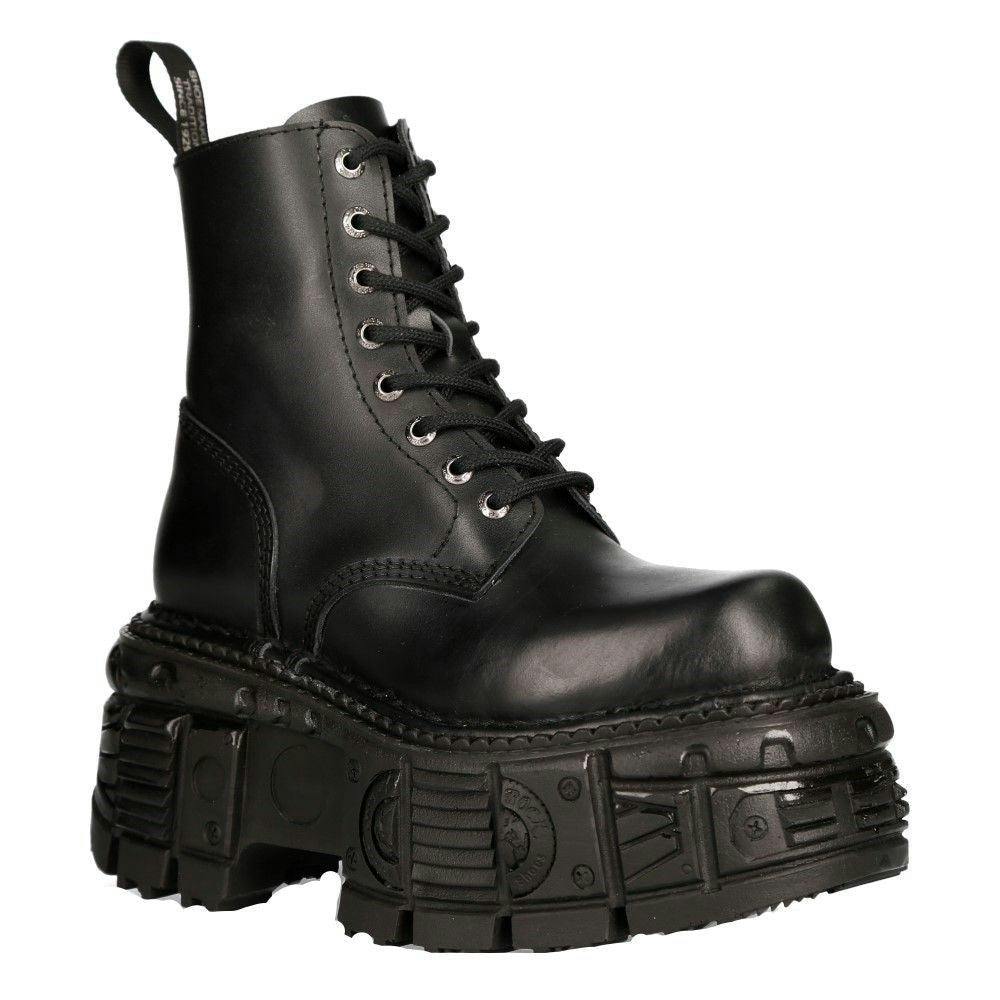 New Rock Unisex Black Military Techno Platform Boots- M-Mili084n-S5 - Uk 9 | Eu 43 | Us 10.5