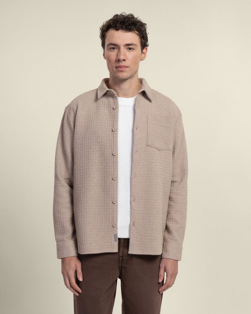 Larsson & Co Stone Textured Overshirt - Stone - L