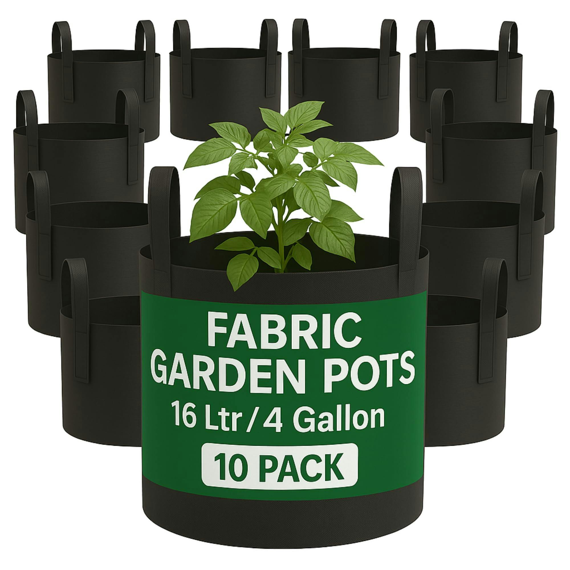 Rackhams 10-Pack Grow Bags 4 Gallon Fabric Pots With Handles