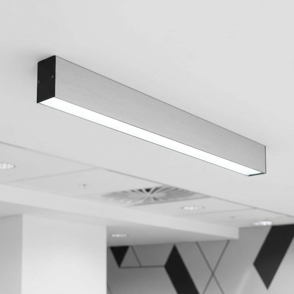 Rackhams Black/Light/White 20 Watt Brushed Aluminium 1200Mm Slim Surface Mounted Down