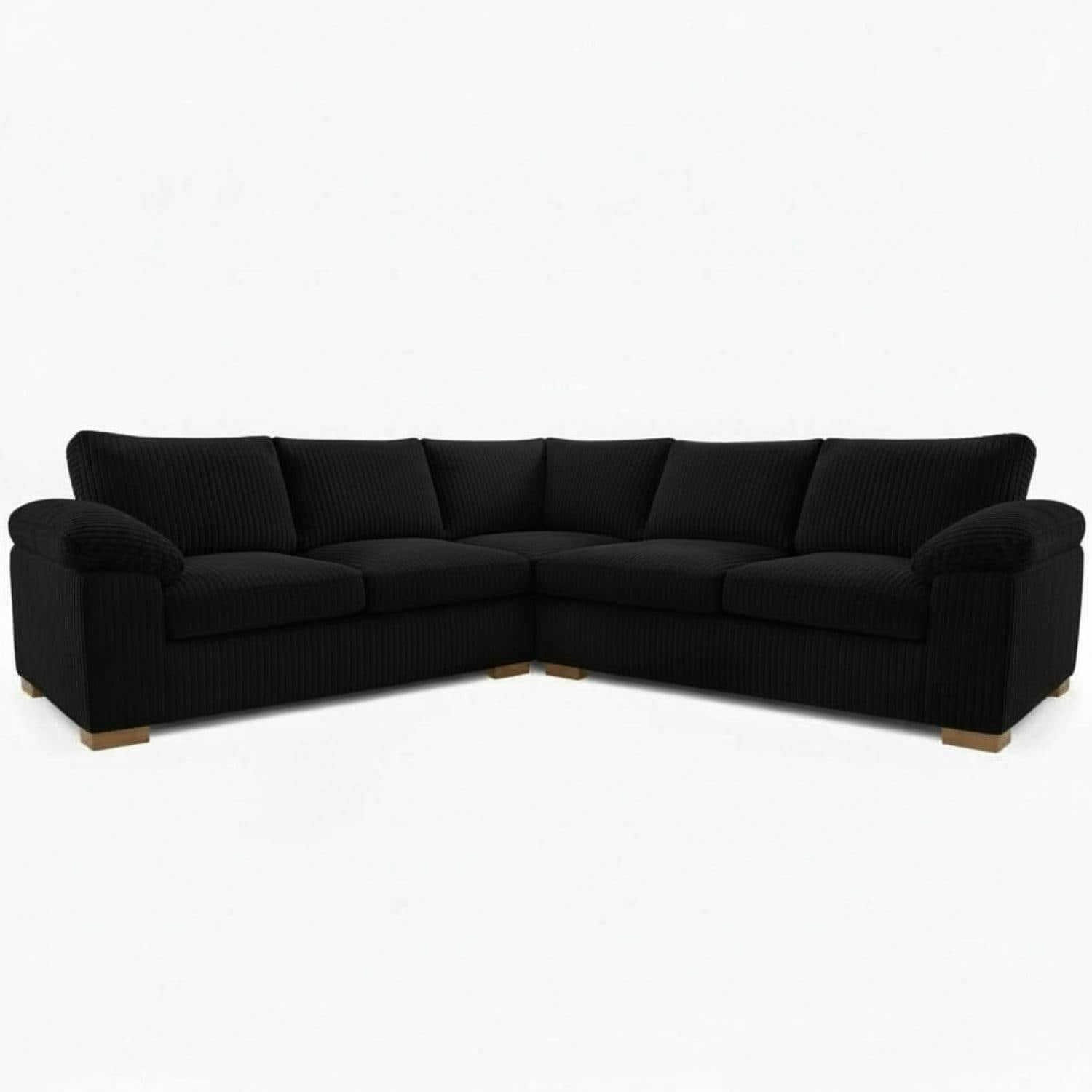 Rackhams Black Riva Amalfi Jumbo Cord Large Corner - 5 Seater Large Corner Sofa