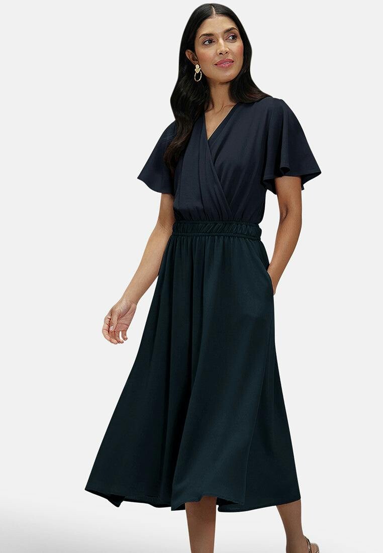 Hotsquash Light/Dark Chiffon Midi Dress - Woodland Teal - 12