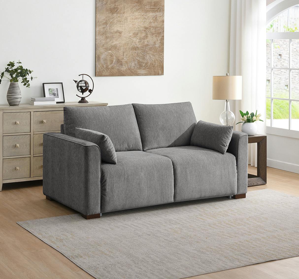 Rockaway Light Grey Full Foam 2 Seater Sofa Bed - Image 3