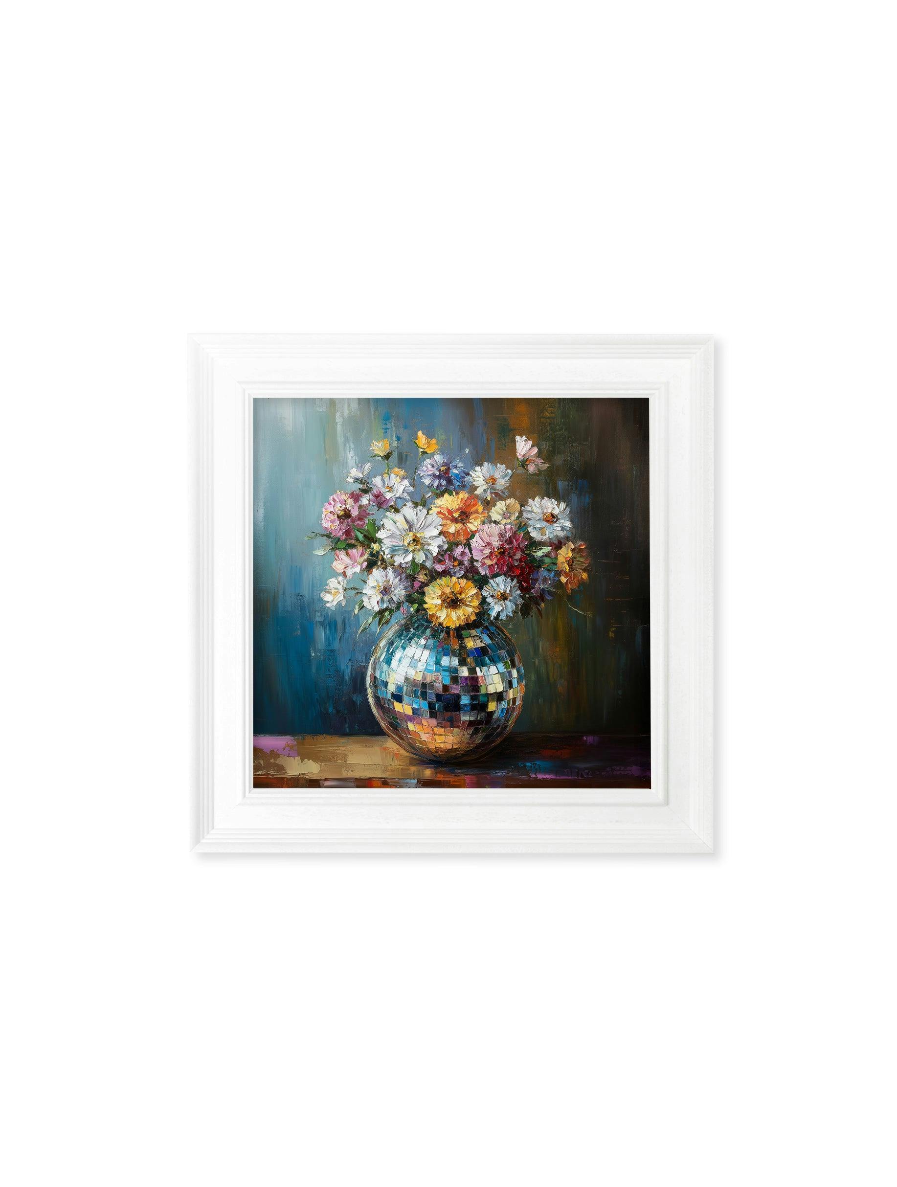 Rackhams White Disco Bloom Wildflowers - Strong Hurstwood Square Frame - Disco Wildflowers - 44 X 44 Cm
