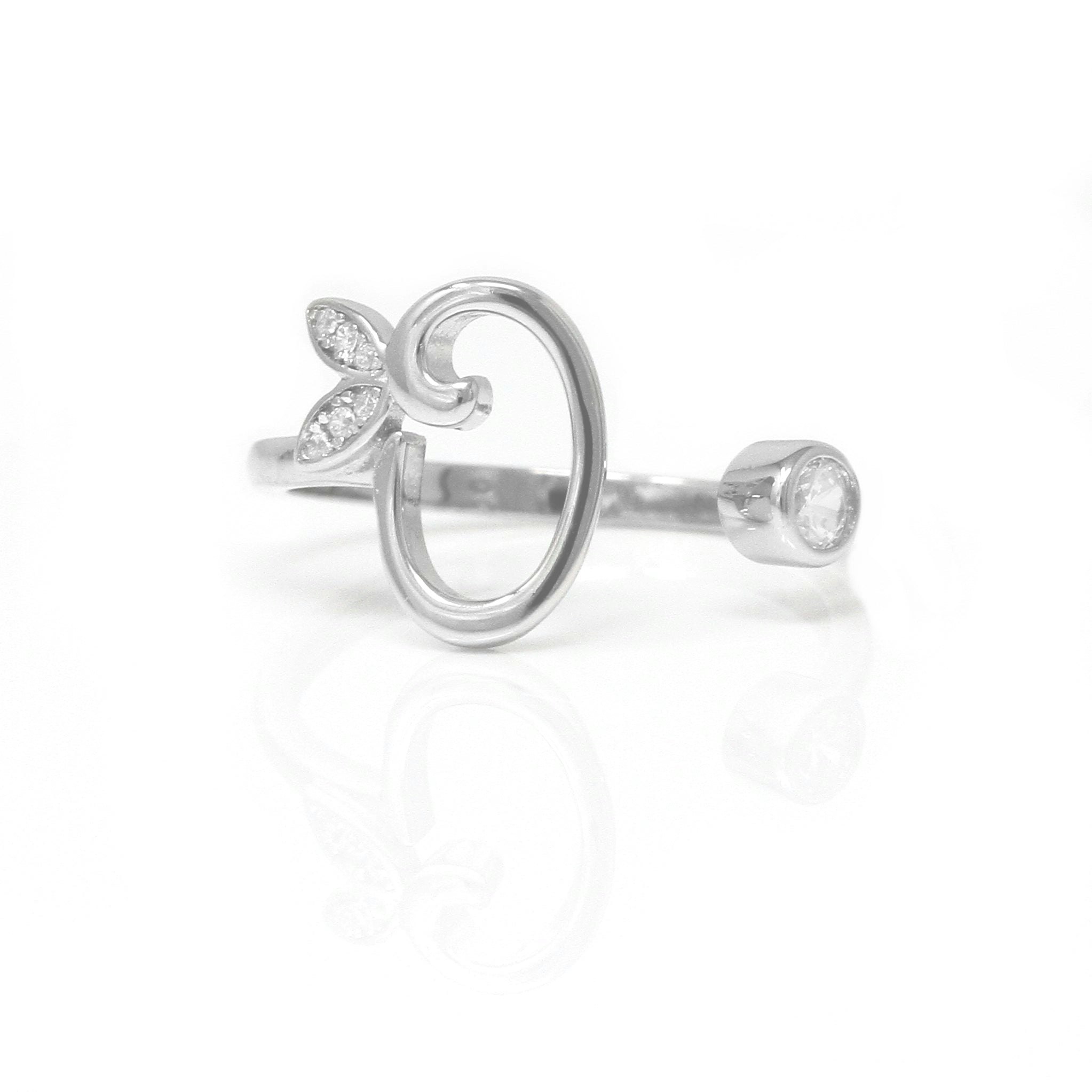 Say It With Silver Adjustable Winged Initial Ring - Sterling - O