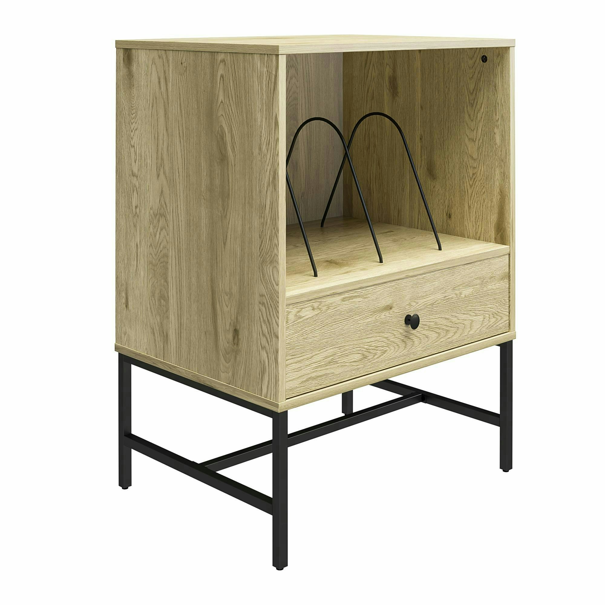 Dorel Home Cream Tamlin Record Stand Linseed Oak
