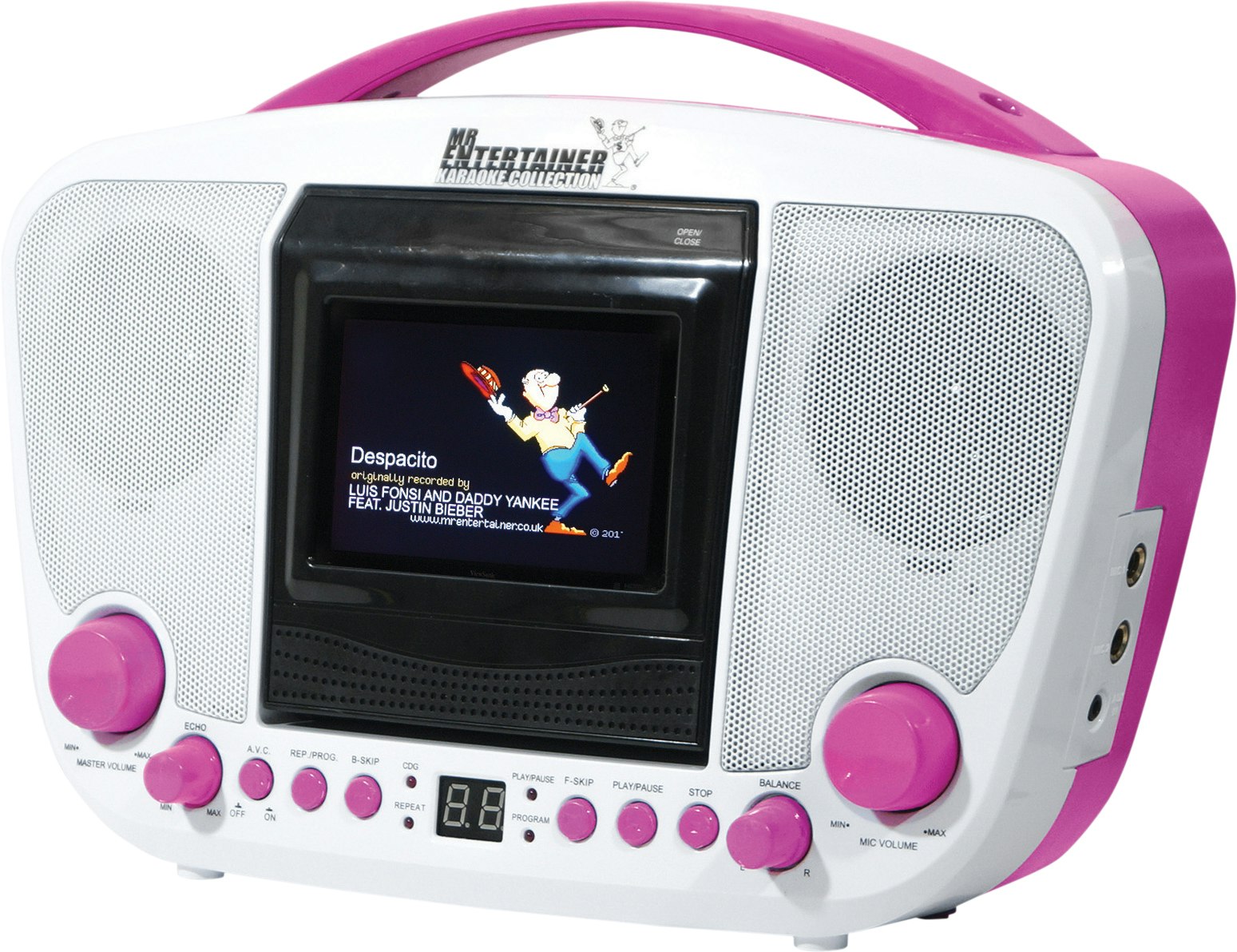 Mr Entertainer White/Pink Portable Karaoke Player
