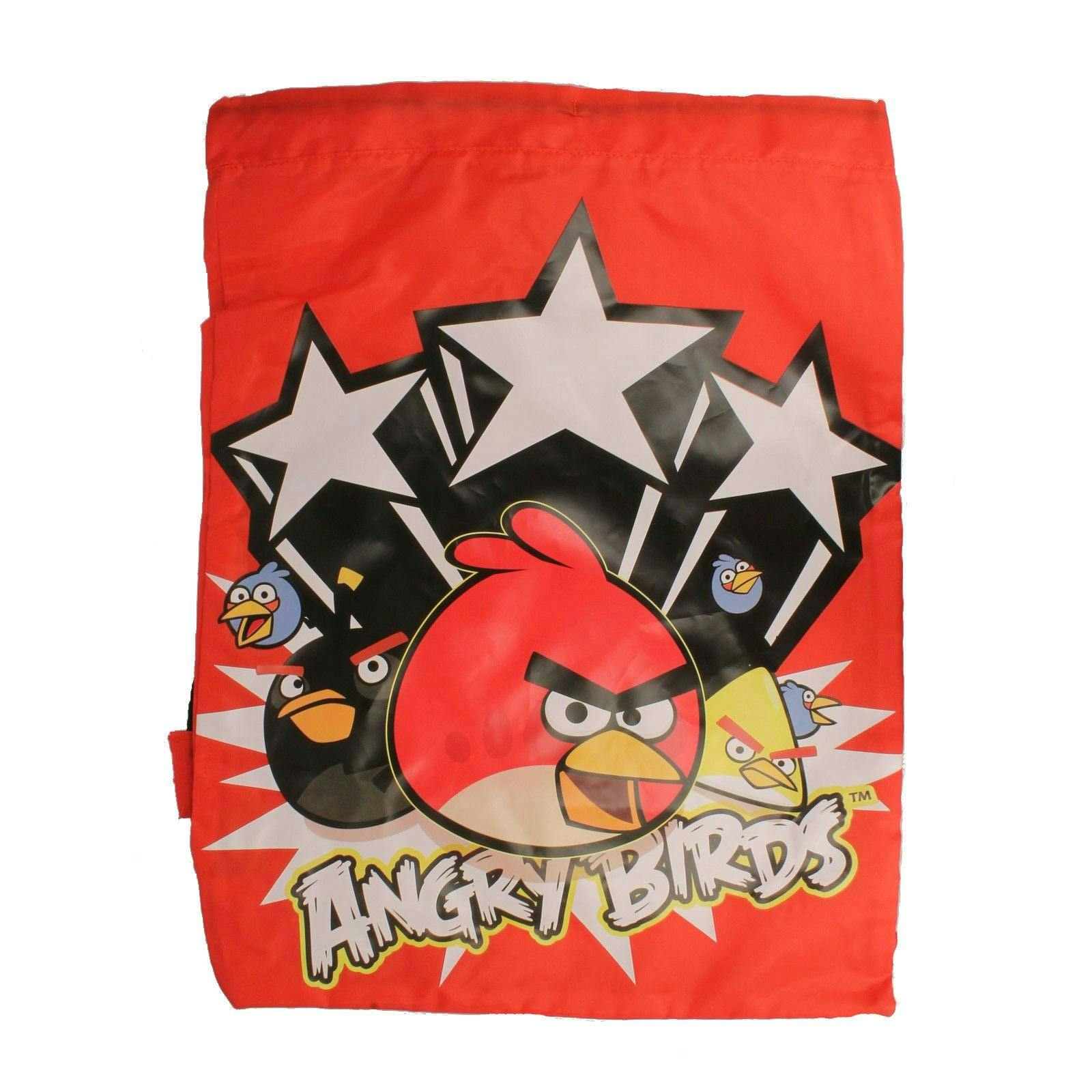 Character Red Childrens Printed Collections Drawstring Bags For School Pe Sports And Swim - Angry Birds - One Size
