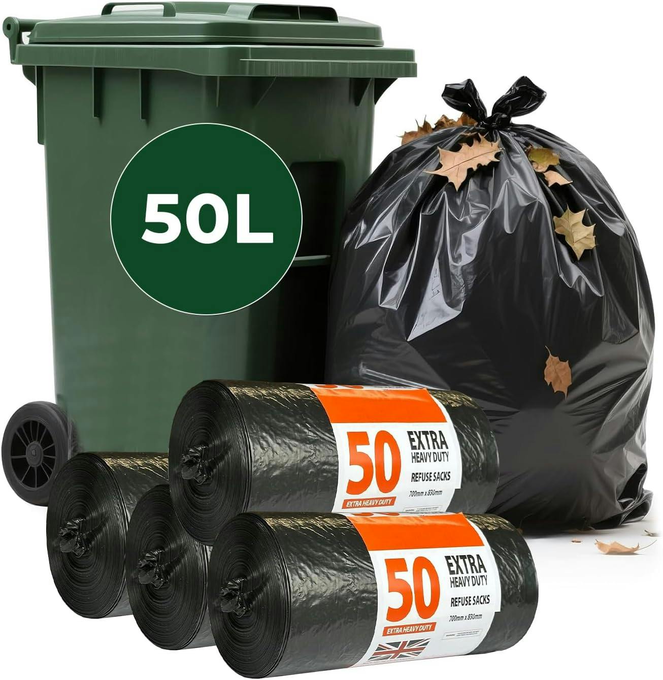 Econx Black Heavy-Duty Refuse Sacks Bin Liners 70L Bin Bags Recycling Rubbish Bags X 200 - Bin Bag - 70L