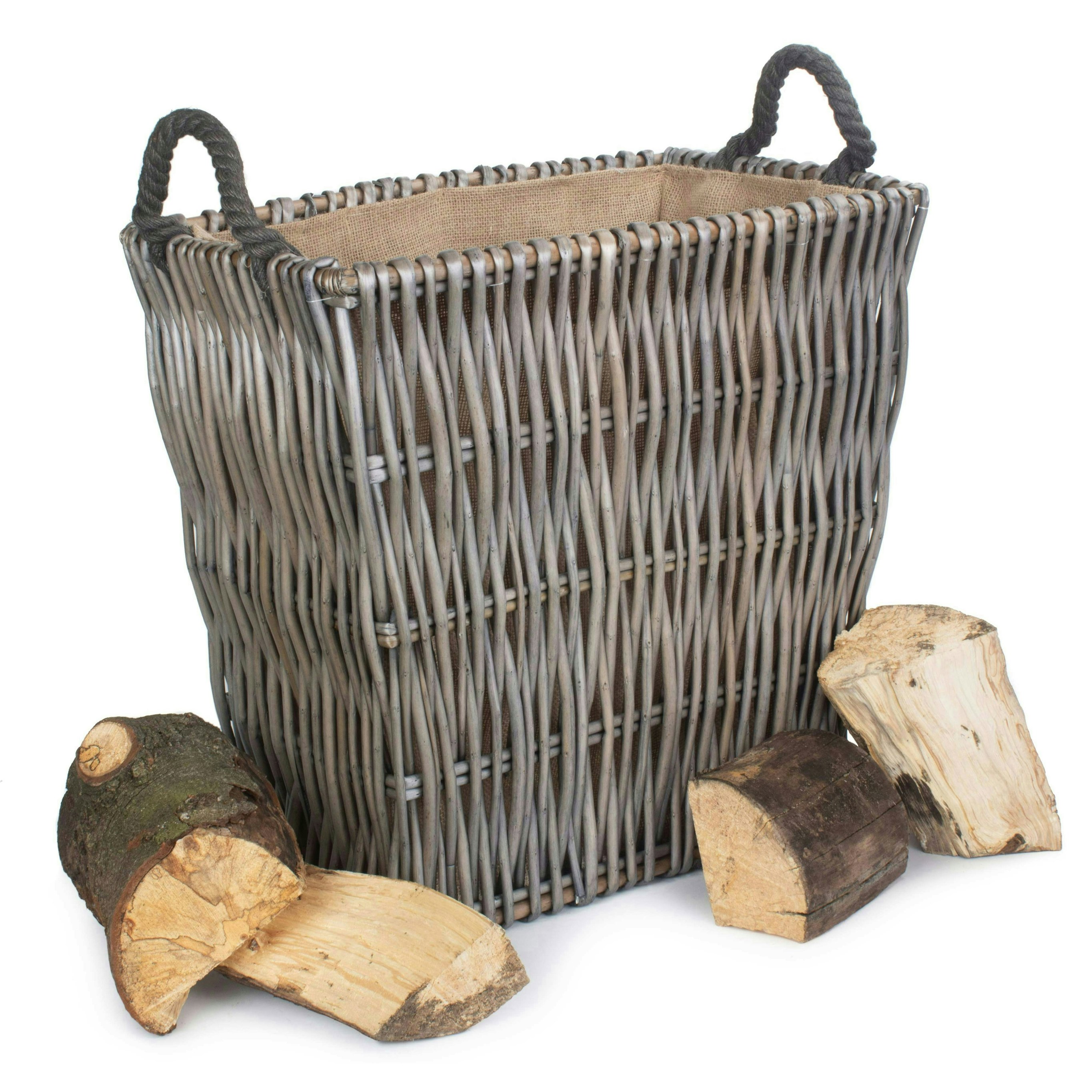 Red Hamper Red/Grey/Brown Hamper Rectangular Wicker Log Basket - Small