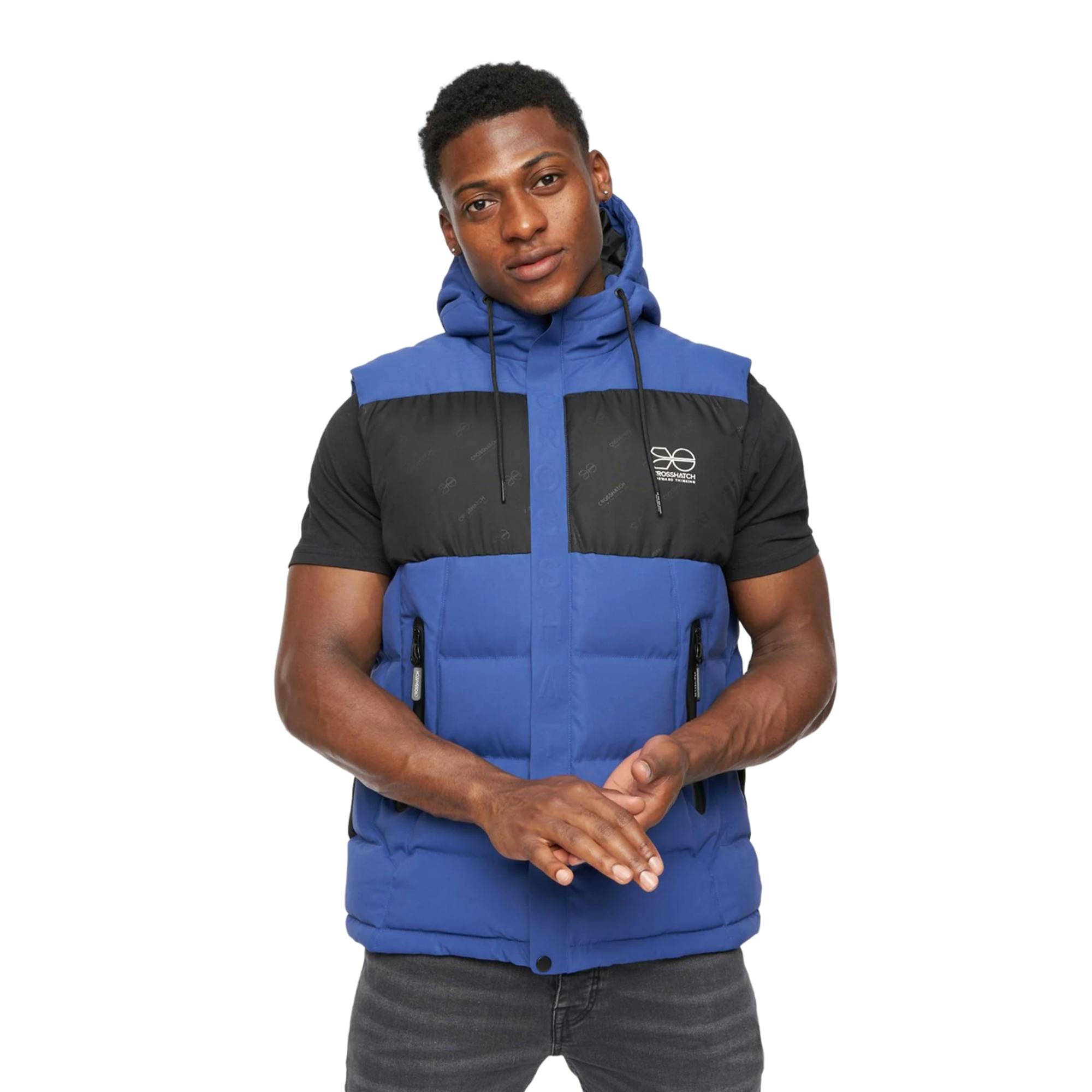Crosshatch Men's Blue Kremlins Embossed Gilet - M - 100% Polyester