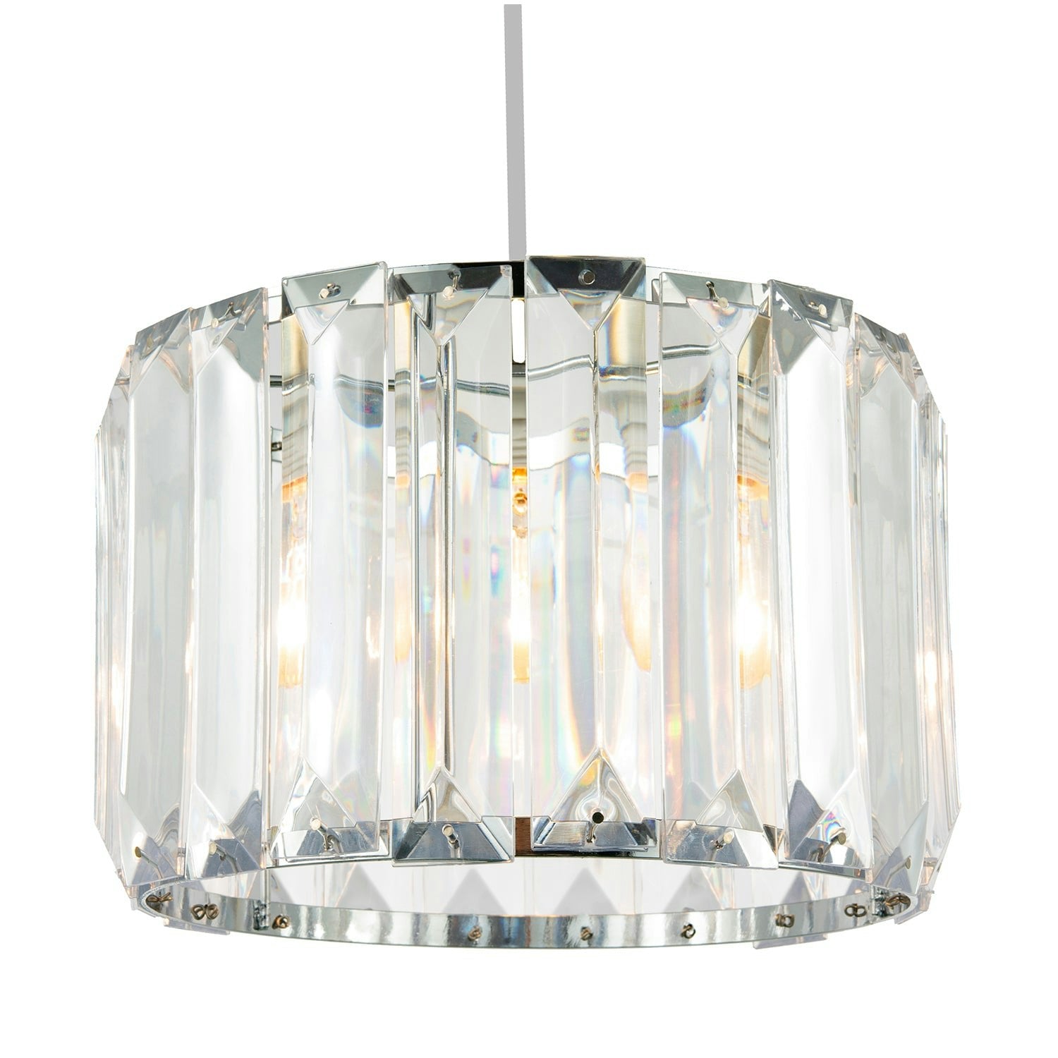 Rackhams Light Contemporary Easy Fit Chrome Pendant Shade With Clear Acrylic Rectangular Rods