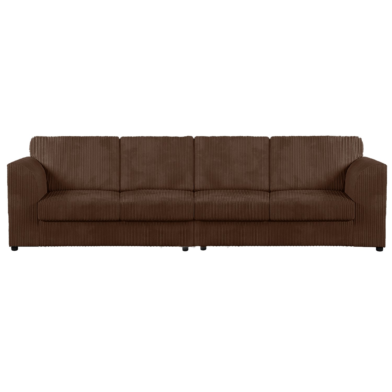 Rackhams Black Luxor Cord Long Fabric 4 Seater - Full Back - Chocolate