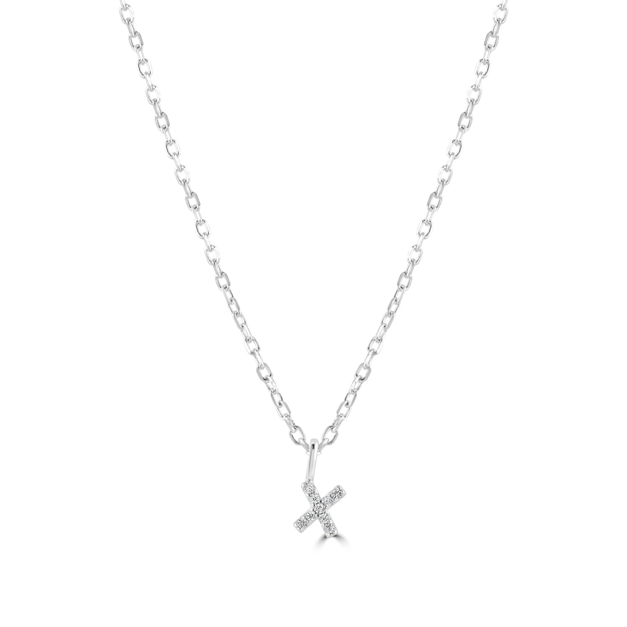 Mylee London Silver Sterling Crystal Initial Necklace - No - X
