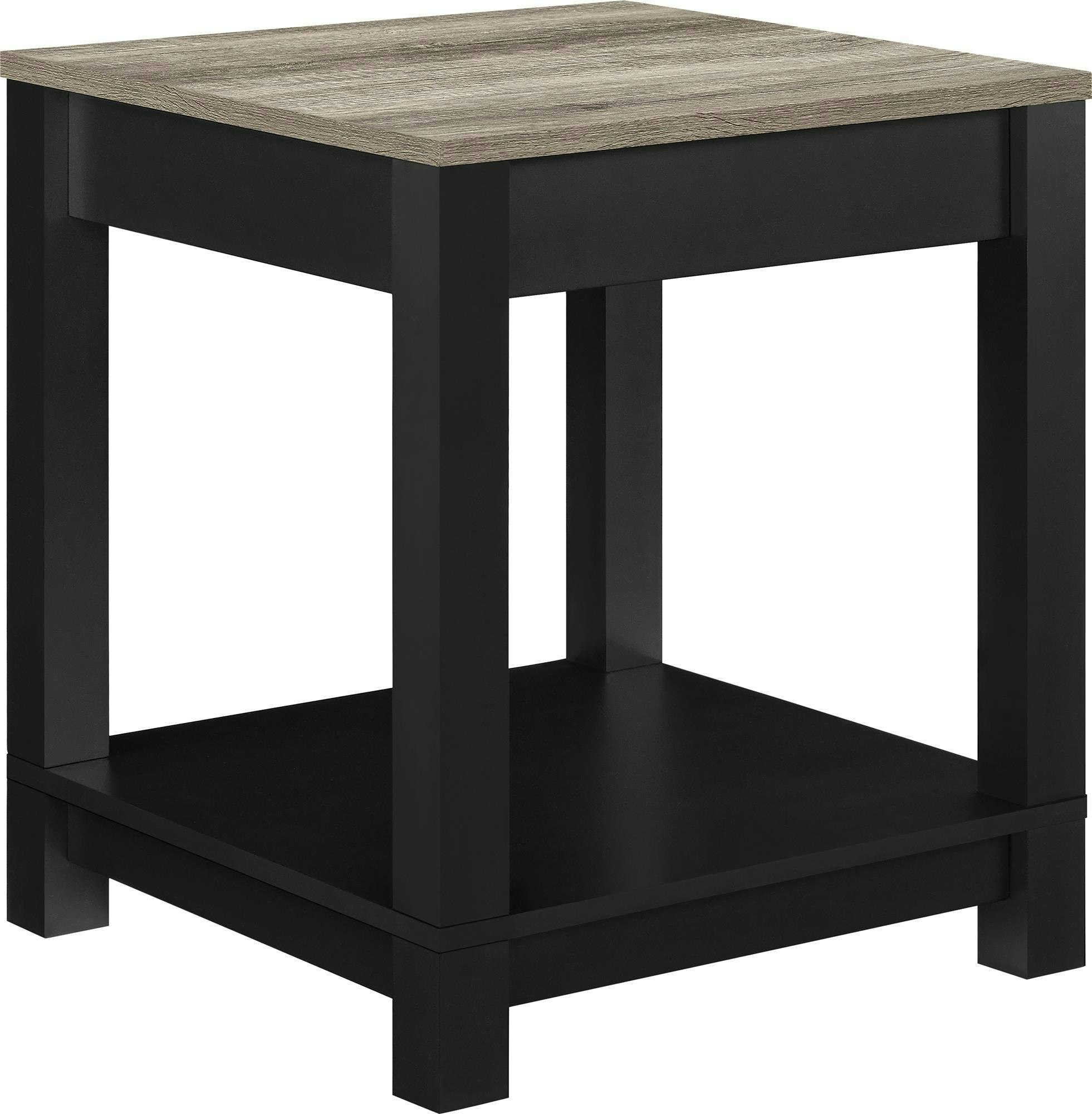 Dorel Home Black Carver End Table With 1 Shelf In / Distressed Woodgrain