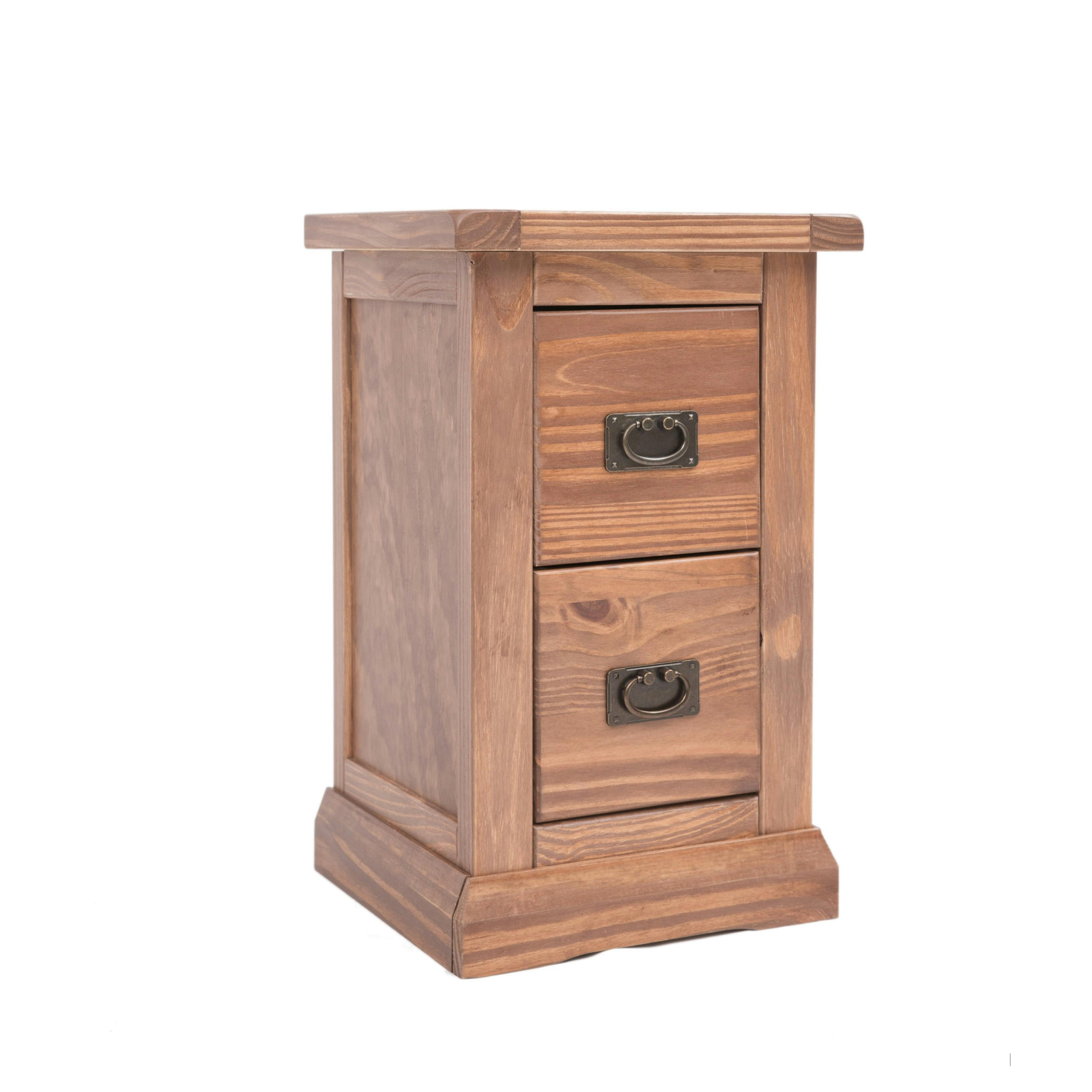Cabinet Bits Tirolo 2 Drawer Petite Bedside Cabinet - Brown / Brass Drop - Image 3