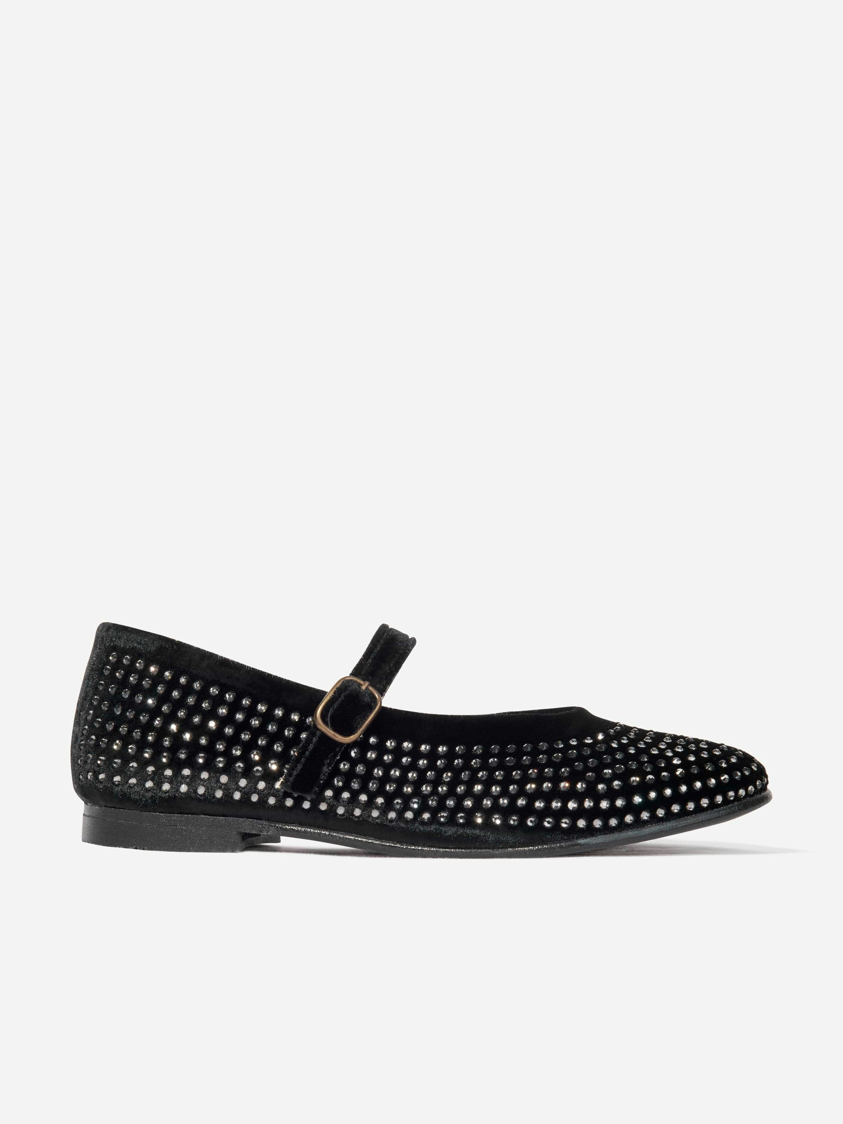 Andanines Girls Black Diamante Shoes In - Eu 31 Uk 12.5