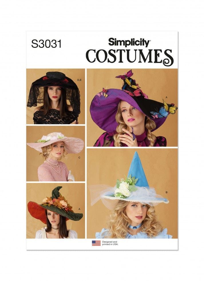 Simplicity Women's Sewing Pattern 3031, Costumes, Headwear For Os (One Size) - Intermediate - Os (One Size)