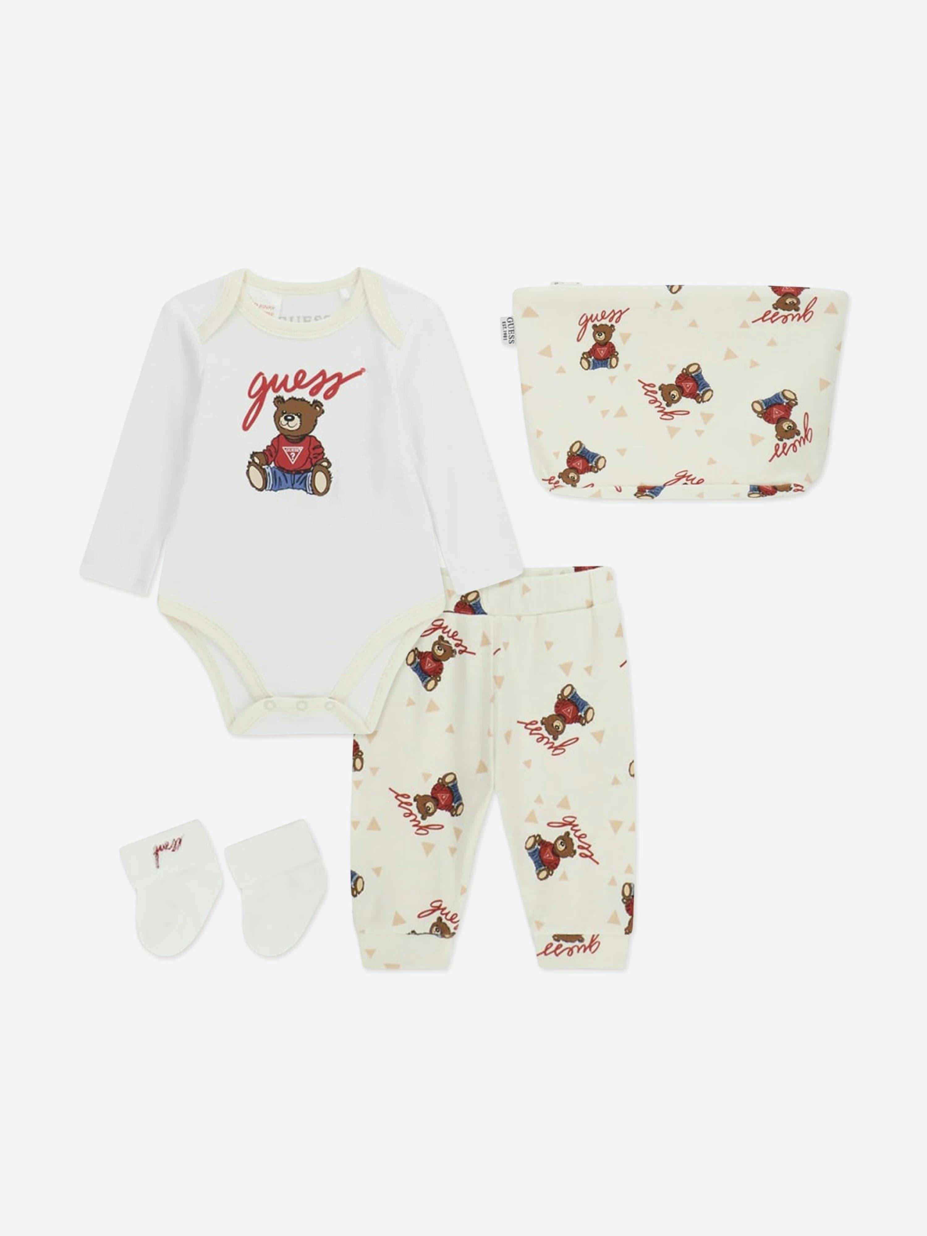 Guess Men's Ivory Baby Teddy Bear Bodysuit Set In - 6 - 9 Mths