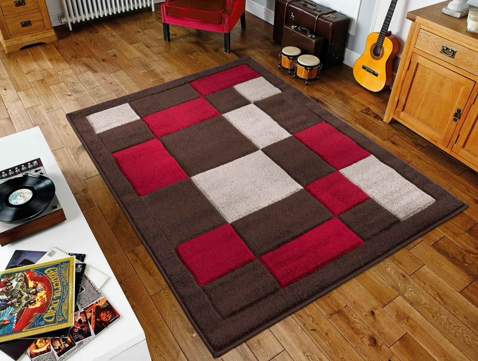 Rackhams Brown/Red Havana Carved Rug - 60Cm X 220Cm (2Ft X 7.2Ft)