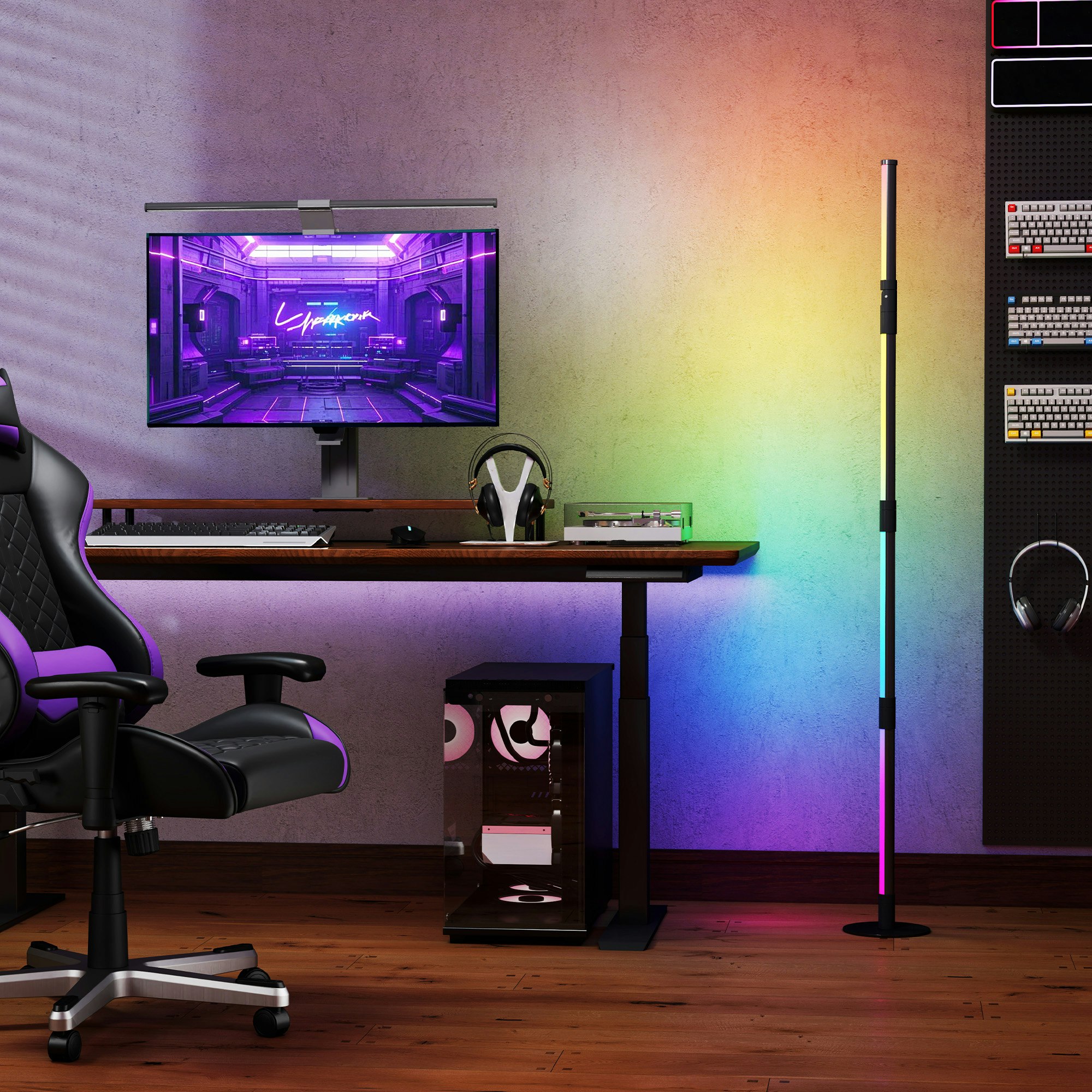 Homcom Light Led Floor Lamp Rgb With App & Remote Control Music Sync Timing