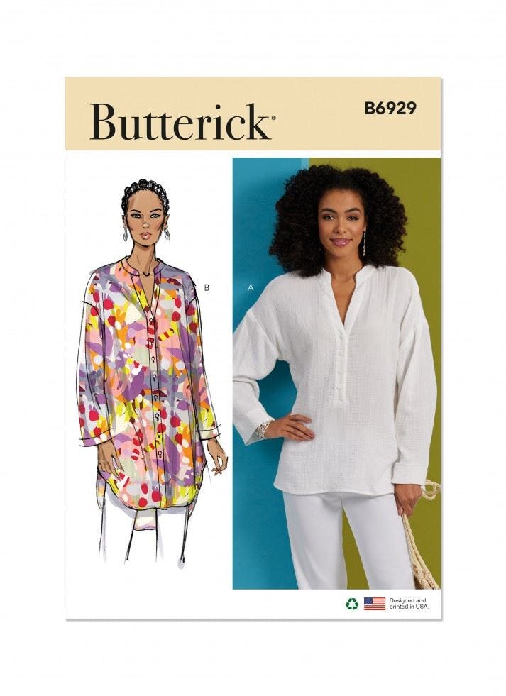 Butterick Women's Sewing Pattern 6929, Tops, Tunics For B5 (8-10-12-14-16) - Intermediate - Y5 (18-20-22-24-26)